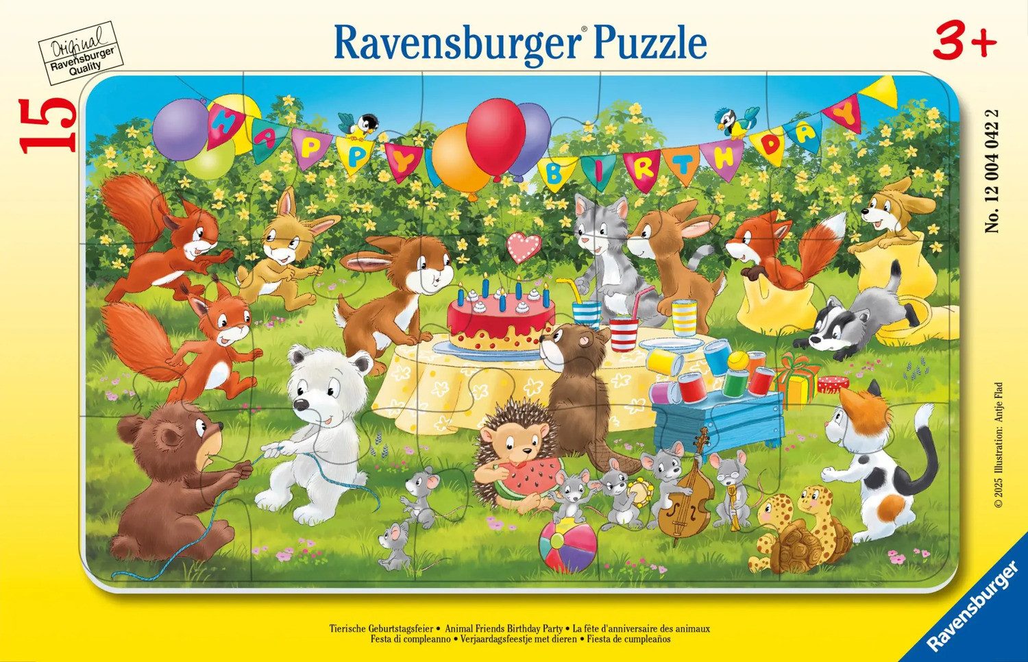 Ravensburger Пазлы 15 Teile - Tierische Geburtstagsfeier, 15 Пазлыteile