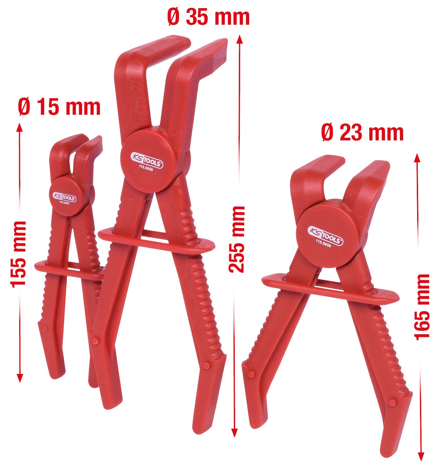 KS Tools Zangenset Schlauch-Abklemm-Zangen-Satz 90°, 3-tlg (115.5055)