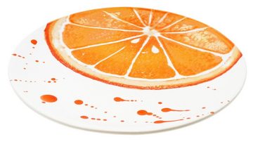 Lashuma Servierplatte Orange, Keramik, Dessertteller rund, handgemachte Salatplatte