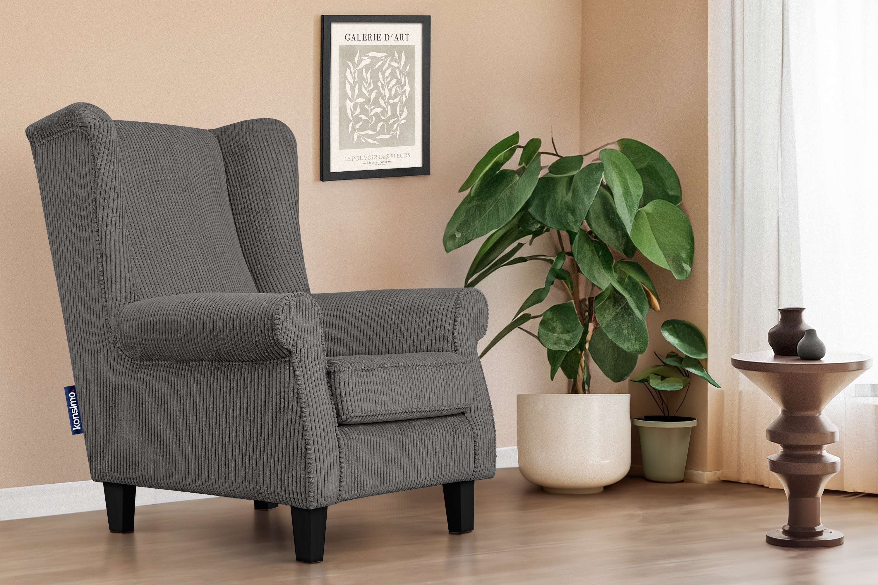 KONSIMO® Ohrensessel MILES Gepolsterter Sessel, mit günstig online kaufen
