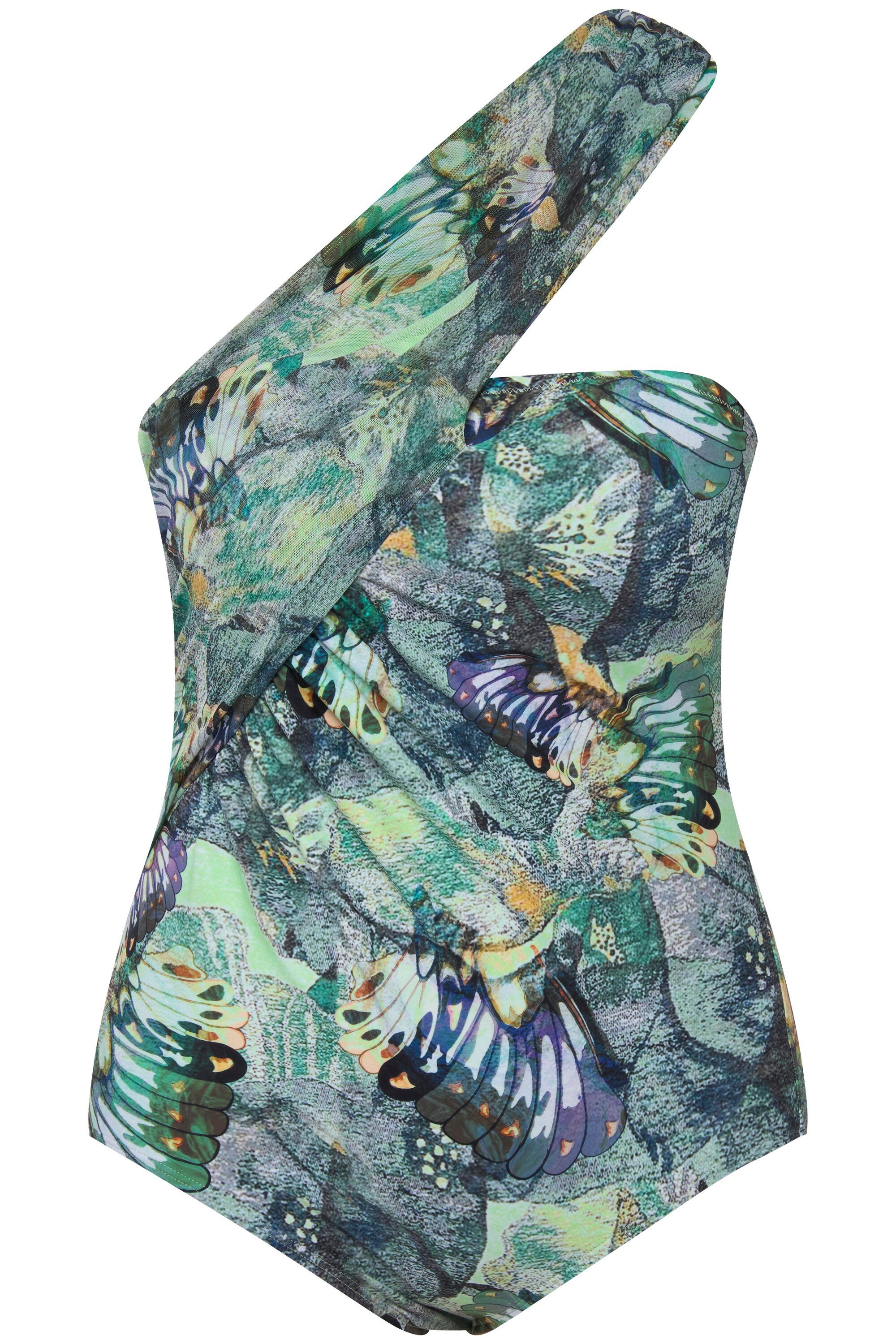 Ulla Popken Badeanzug Badeanzug Schmetterling Mesh-Träger günstig online kaufen