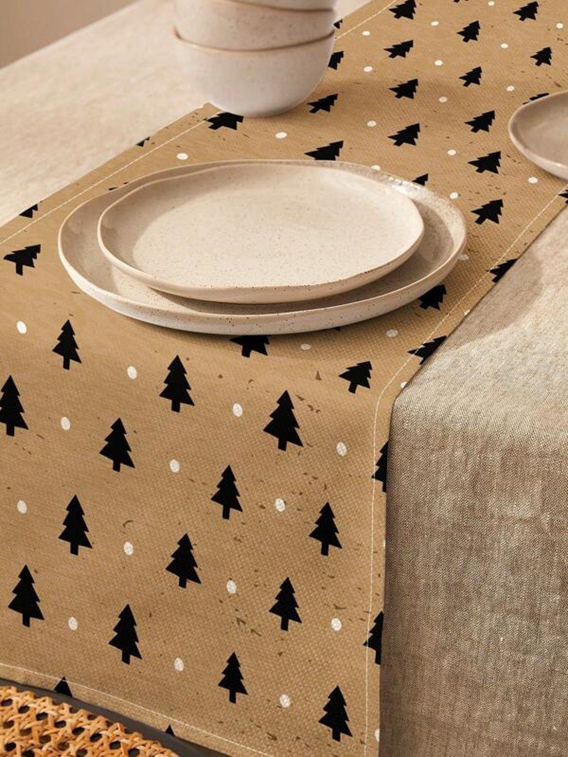 Nova Home Tischläufer Tischdecke abwaschbar, Tafeltuch Weihnachtstischdecke, Tischband, Tischtuch, Premium Tischdecke, Weihnachten Juteband