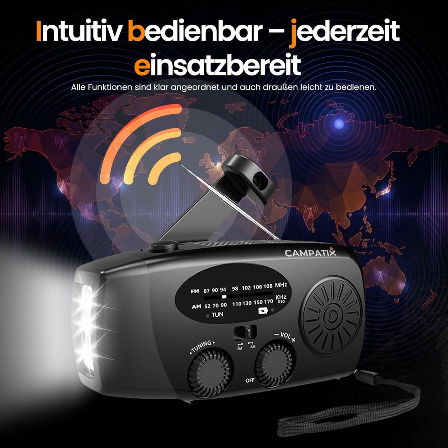 Toomoke Notfallradio, Solar Radio, Tragbares Radio, AM/FM/NOAA Kurbelradio Notfallradio (Led Taschenlampe, SOS-Alarm, handy ladefunktion, für Camping, Ourdoor)