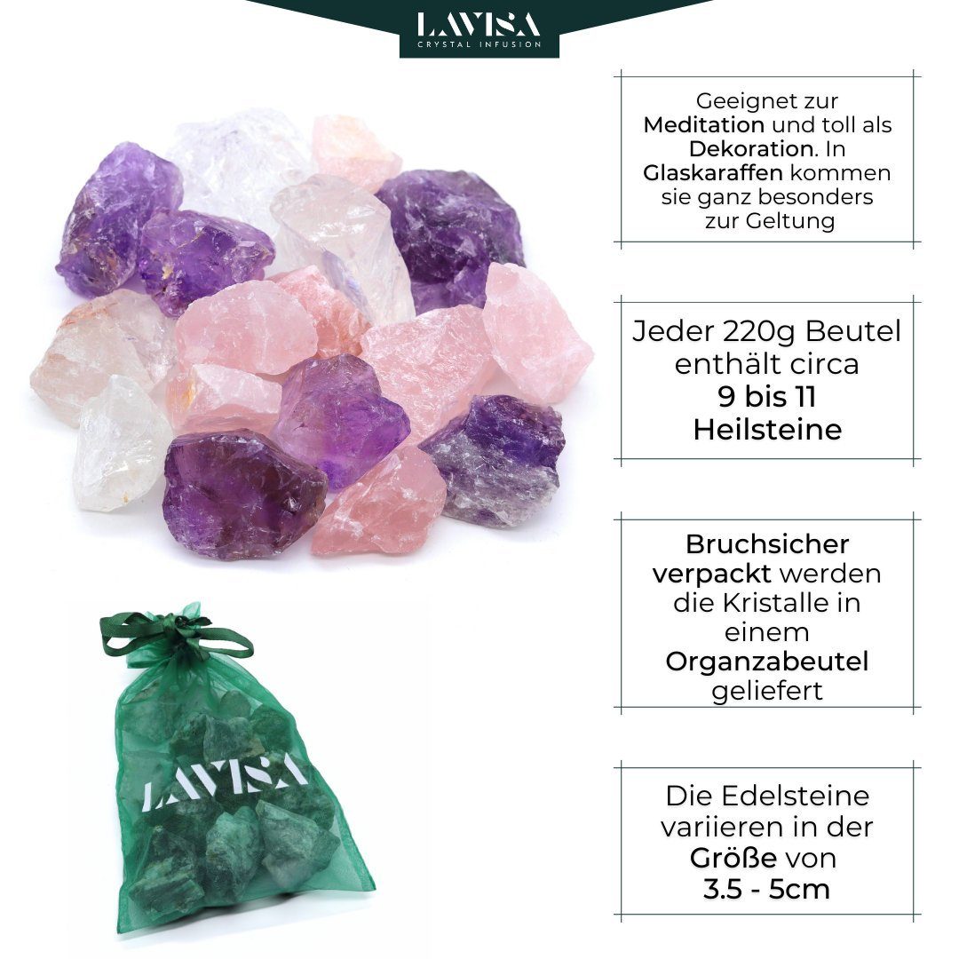 LAVISA Edelstein echte Edelsteine, Liebe Mineralien & Harmonie Kristalle, Dekosteine, Natursteine