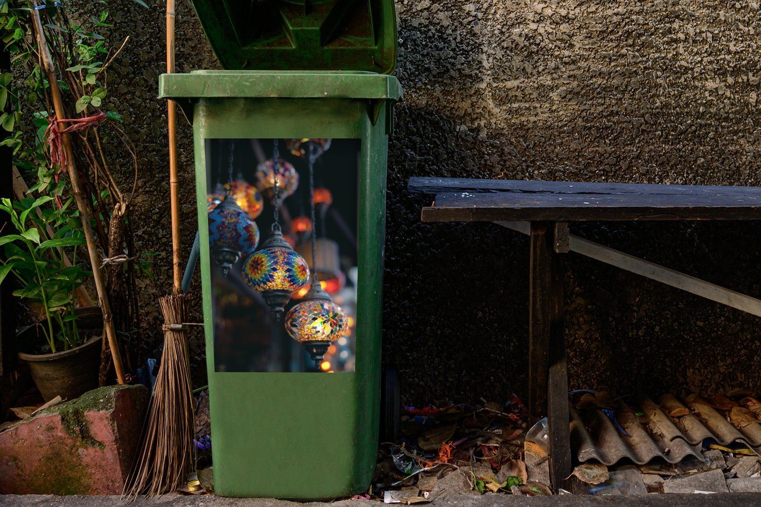 Hängende Abfalbehälter Sticker, der Wandsticker St), Container, in (1 Mosaiklampen MuchoWow Türkei Mülleimer-aufkleber, Mülltonne,