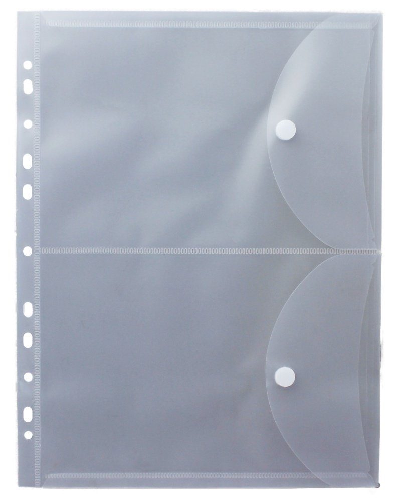 Kranholdt Organisationsmappe 5 Stück 2 Dokumententaschen A5 auf A4 aus PP, mit Klettverschluss und Abheftrand