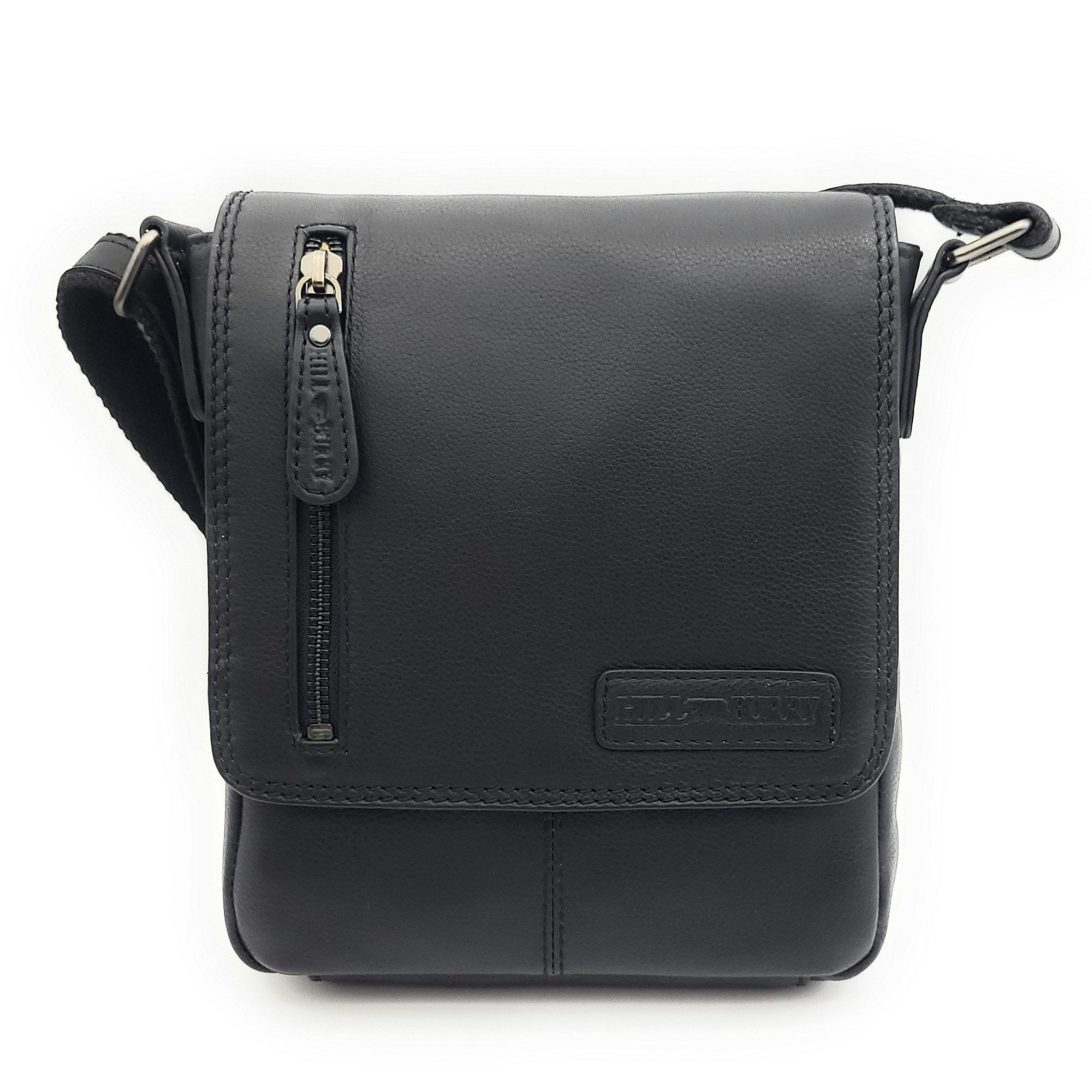 Hill Burry Umhängetasche Unisex Handtasche Schwarz – Echtleder Schultertasche, Damen & Herren