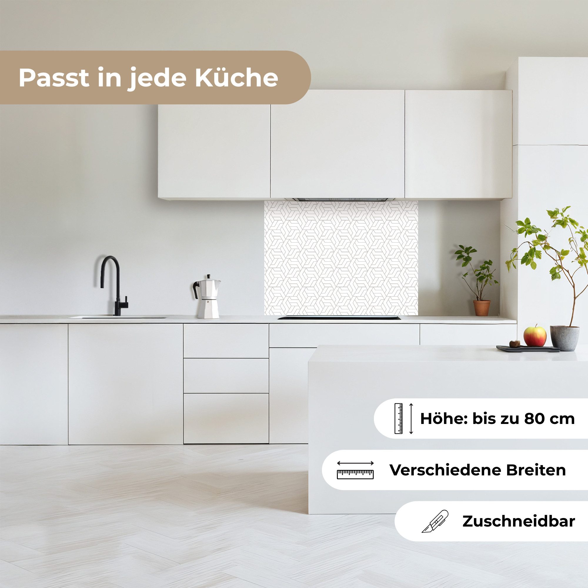 KitchenYeah Küchenrückwand selbstklebend Grafik - Muster - Modern - Sechseck, (1-tlg), Spritzschutz, Küche, Rückwand, Küchenwand, Küchenfront, 80x60 cm