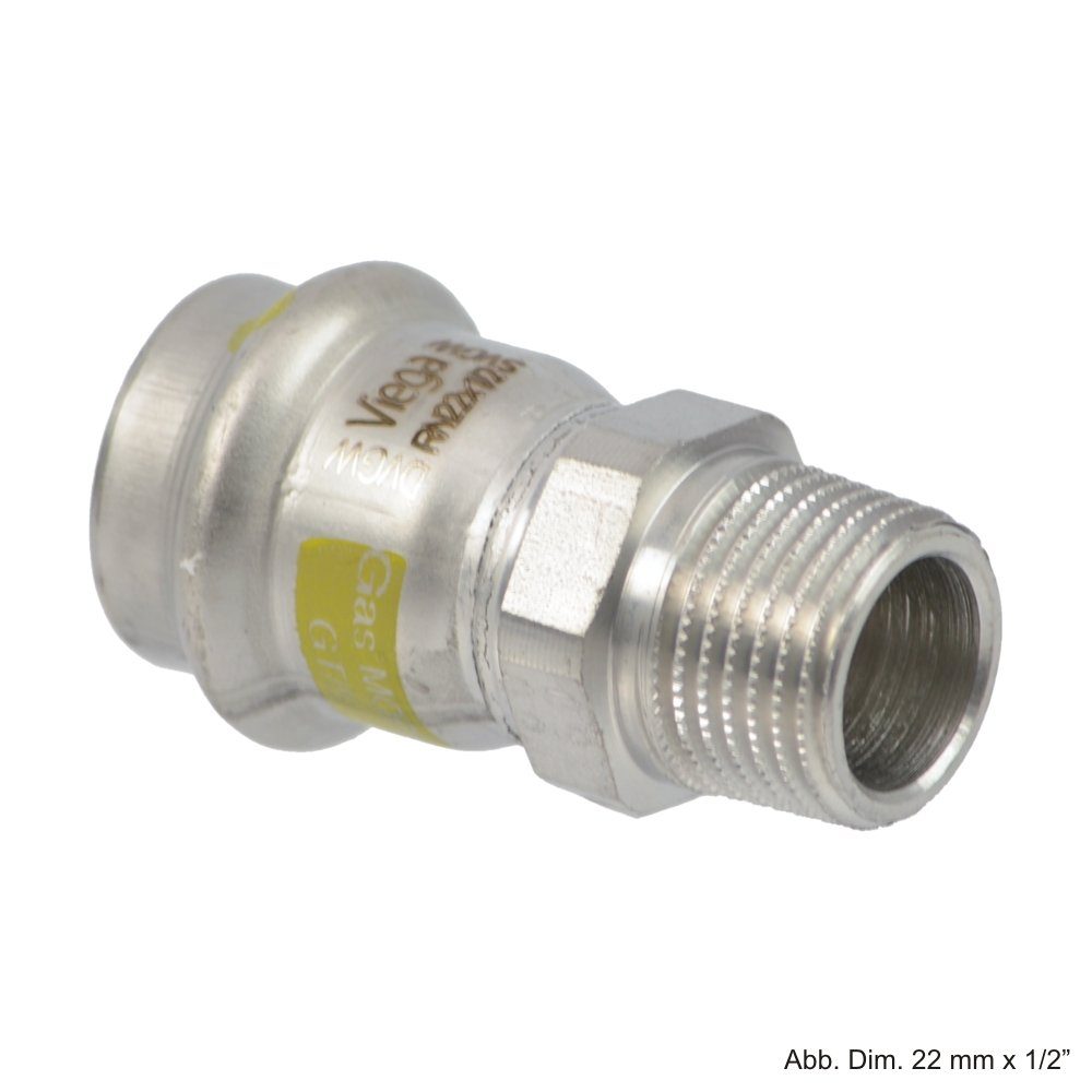 Wasserrohr Viega Sanpress Inox-G Übergangsstück mit AG, 22 mm x 1"