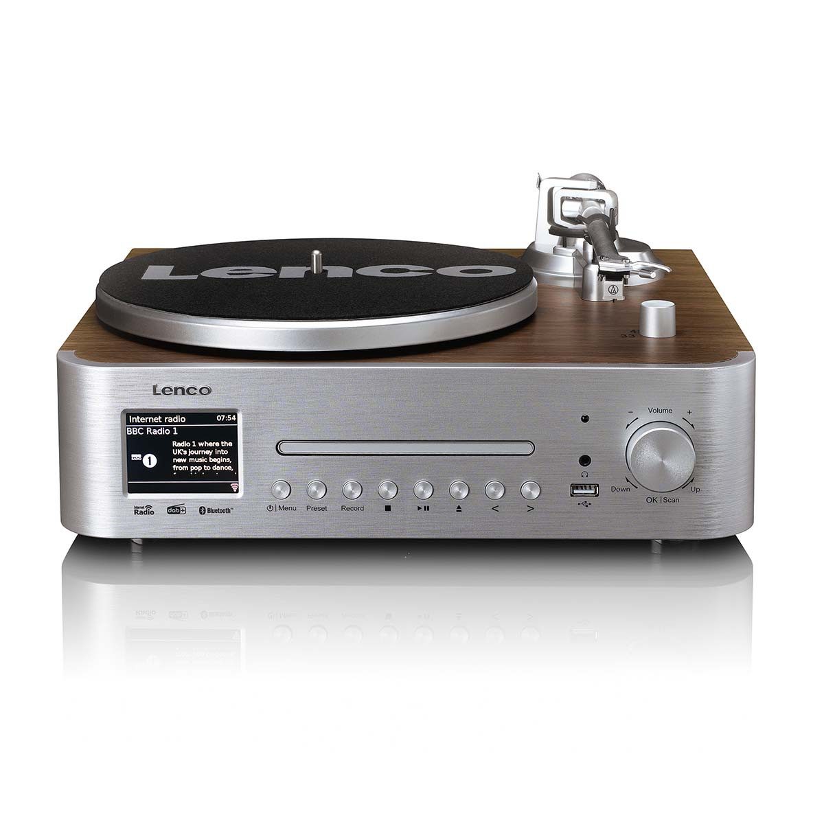 Lenco MC-860WDSI Plattenspieler (Riemenantrieb, Internetradio, DAB+, CD/MP3 und USB. Plattenspieler mit Lautsprechern)