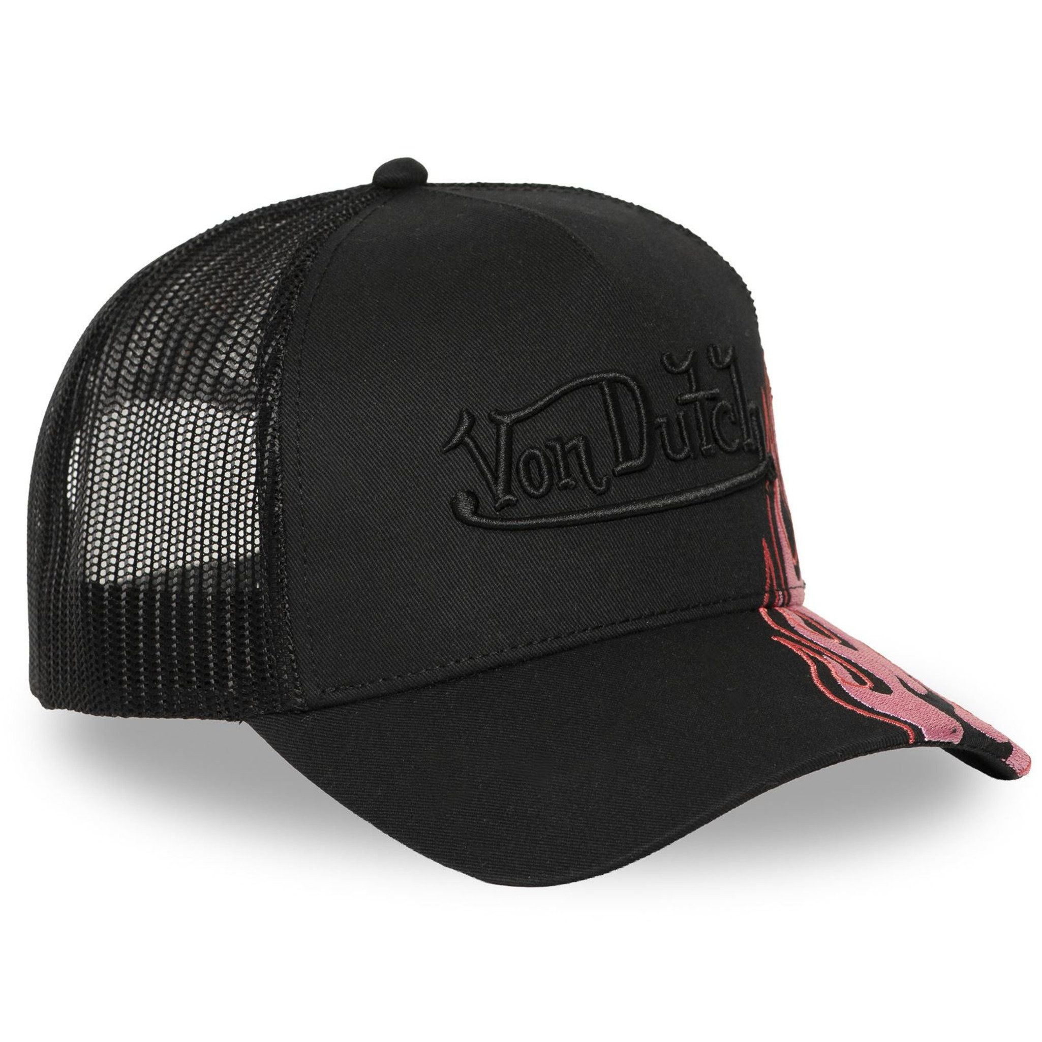 Von Dutch Trucker Cap Von Dutch Originals Trucker Cap - Baseball FLAMME Black/Fire Rose (Basecap, Basecap, Meshcap, Trucker Kappe) gestickte Flamme