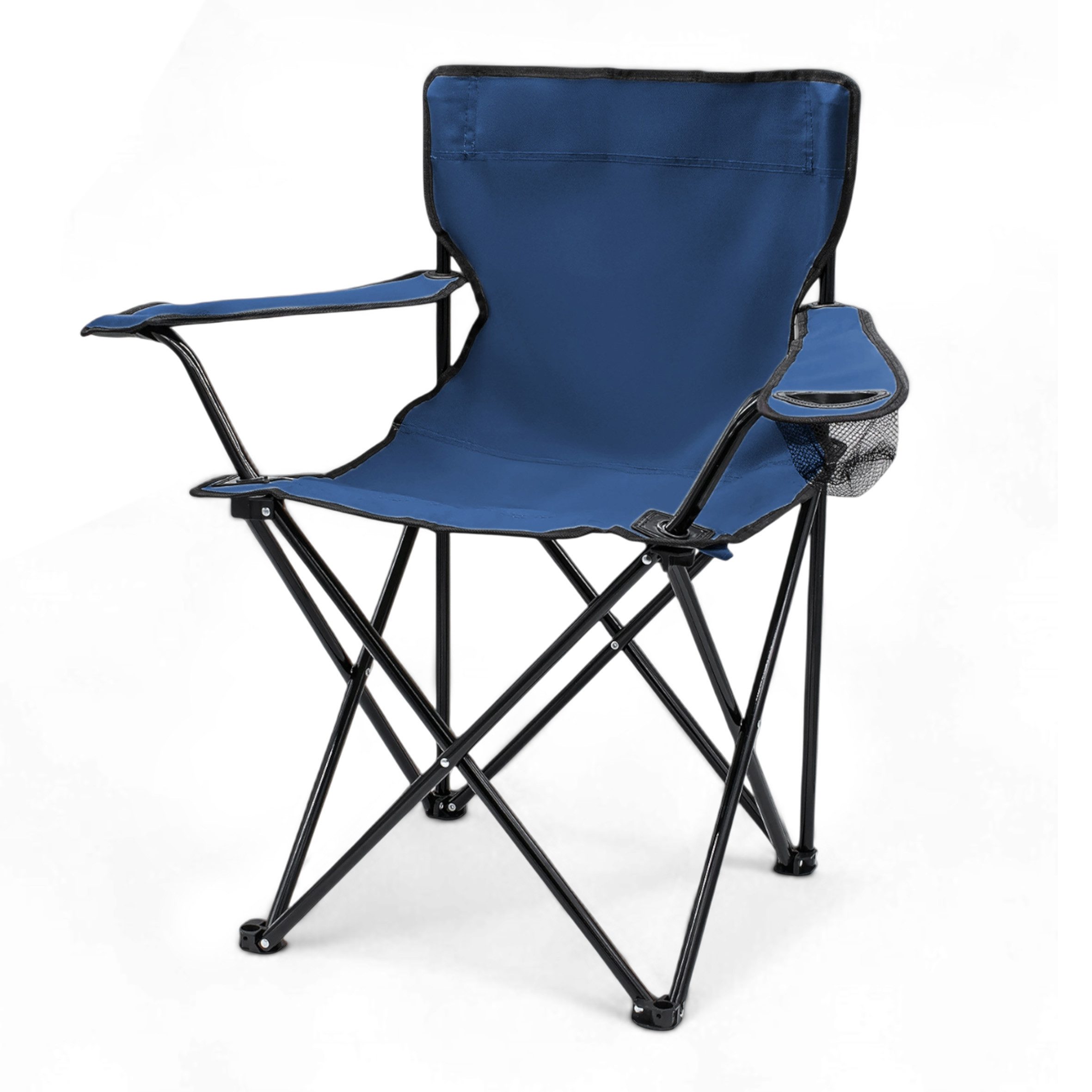 Spetebo Campingstuhl Campingstuhl mit Getränkehalter - blau (Stück, 1 St), Camping Strand und Garten Klappstuhl mit Tragetasche
