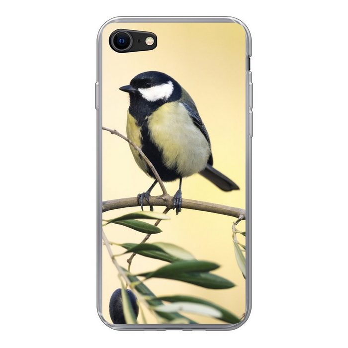 MuchoWow Handyhülle Vogel auf einem Zweig mit einer Beere Handyhülle Apple iPhone 7 Smartphone-Bumper Print Handy Schutzhülle
