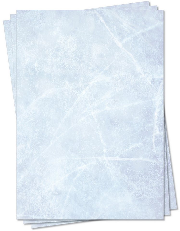 LYSCO Briefpapier Gastronomie Papier - Eis Marmor DIN A4 / DIN A5 / DIN A6 Marmorpapier, marmoriertes Papier, beidseitig bedruckt-für alle Drucker geeignet