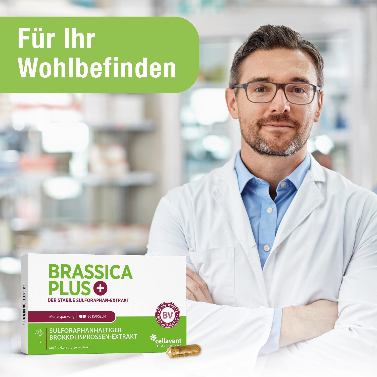 Cellavent Healthcare Effektive Brokkolisprossen Sulforaphan Kapseln - Brassica PLUS Kapseln