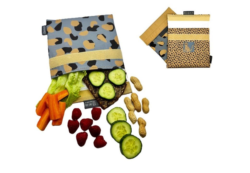 JENARD Brottasche Snack Taschen, wasserabweisend & Abwaschbar - 2er Set, (2er Set, 2 Snack-Taschen, 2 unterschiedliche Designs), Wiederverwendbar, BPA-frei, wasserabweisend, leicht zu reinigen