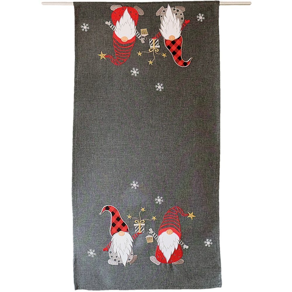 Tischdecke Tischläufer CARINA Wichtel Weihnachten Polyester grau 40 x 85 cm