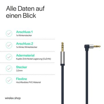 Flexline® 3,5mm Klinken-Kabel Winkel/ gerade, AUX, 1,5m Audio-Kabel, (75,00 cm)