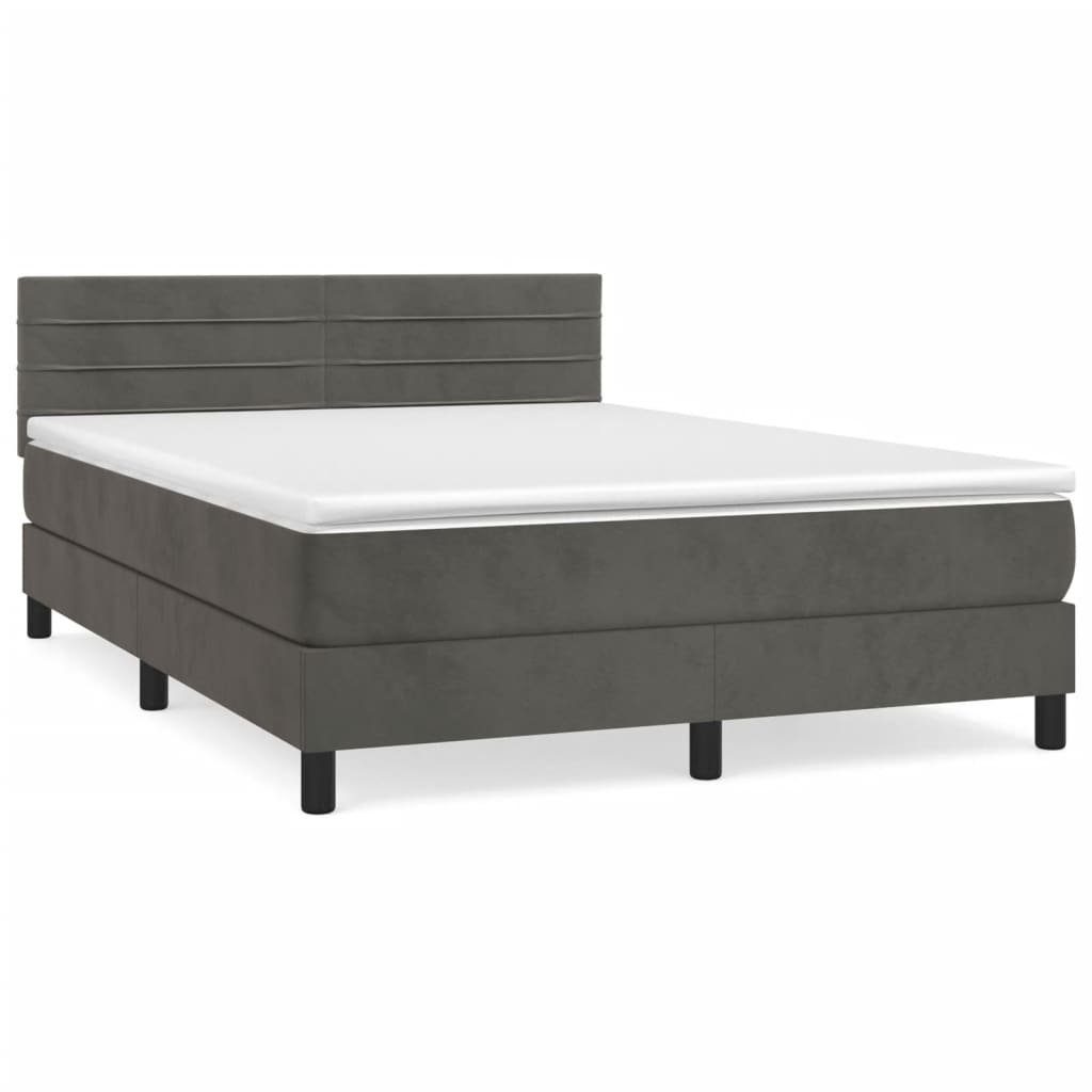 Boxspringbett 140 x 200 cm Boxspringbett mit Matratze Dunkelgrau 140x200 cm Samt Bet