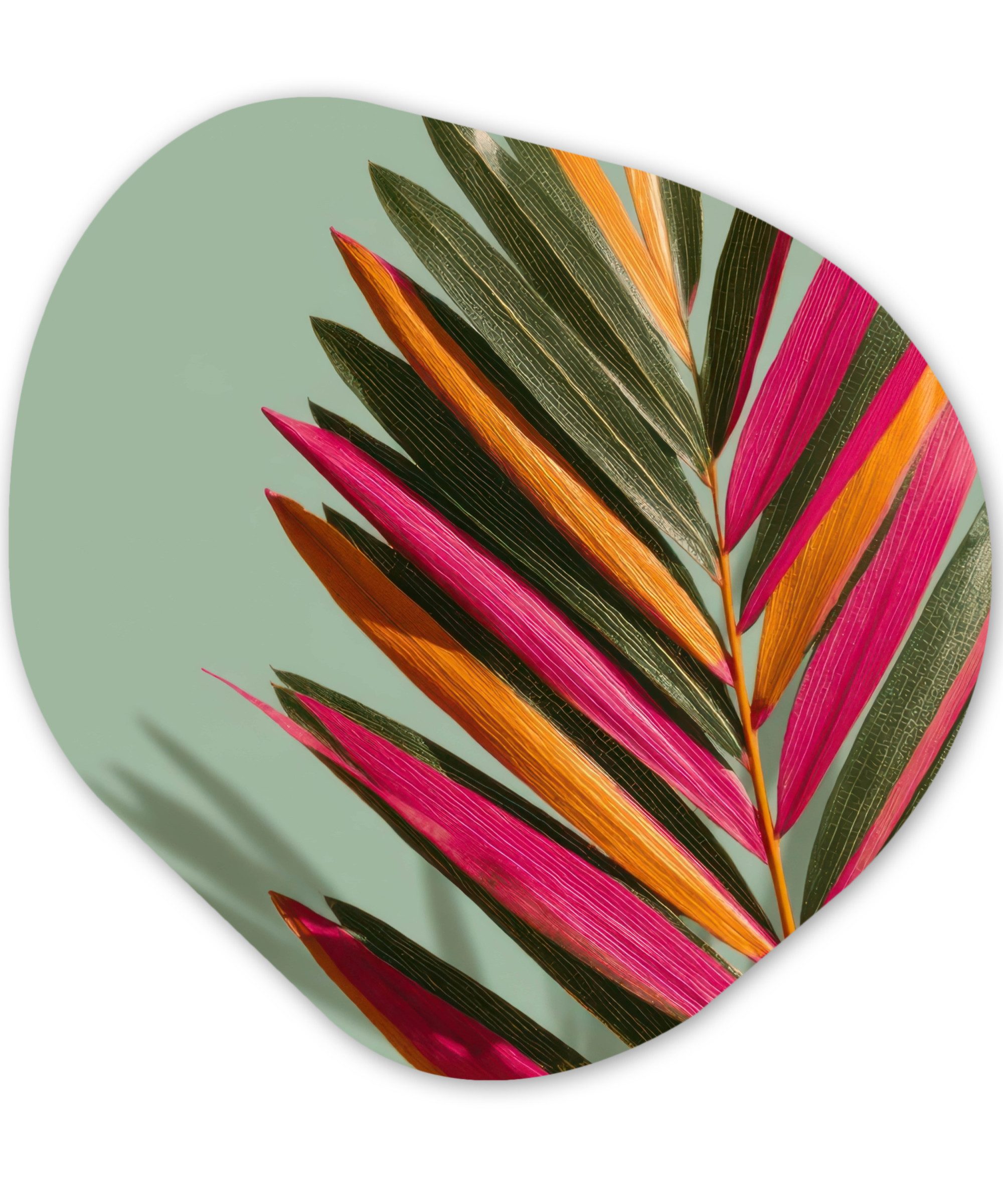 MuchoWow Gemälde Zweig - Blätter - Bunt - Schatten, Fotodruck (1 St), Wandbild Abstrakt, Wohnzimmer Schlafzimmer Wanddekoration, 40x40 cm