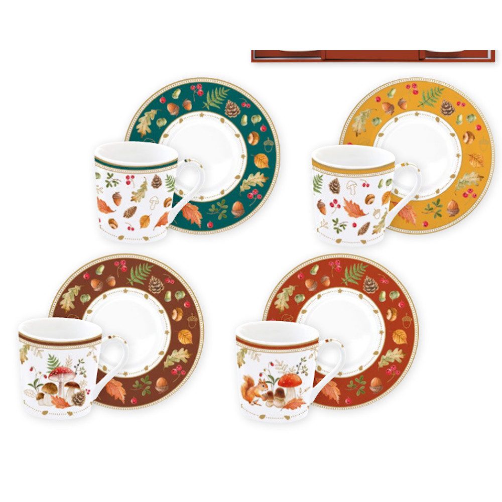 EasyLife Tasse Forest Dream, Porzellan, Spülmaschinengeeignet, Mehrfarbig, Reh, H: 6.3cm