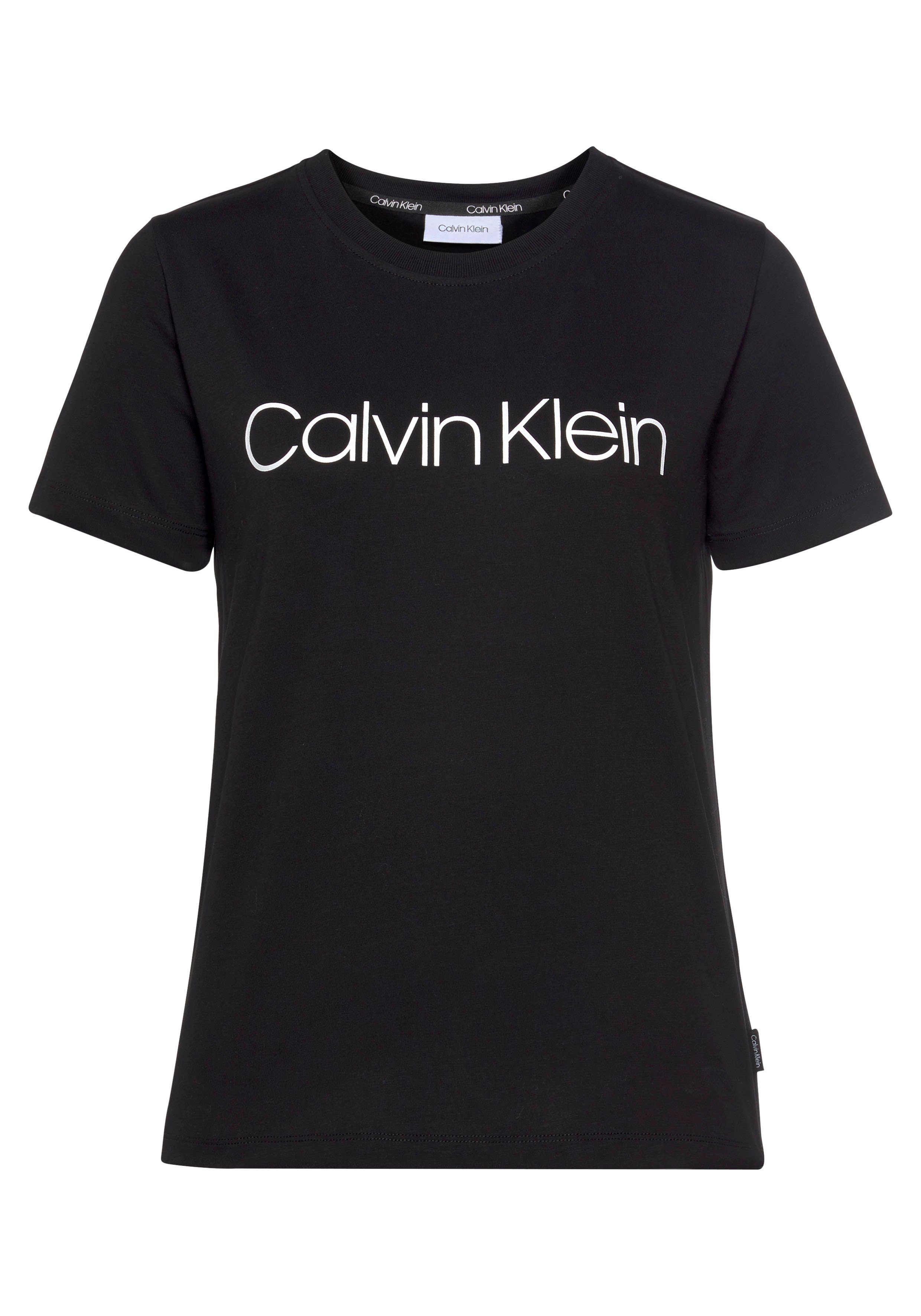 Calvin Klein Rundhalsshirt CORE Klein mit Logo- Schriftzug, Weicher T-SHIRT Jersey Calvin au Single Reiner LOGO Baumwolle