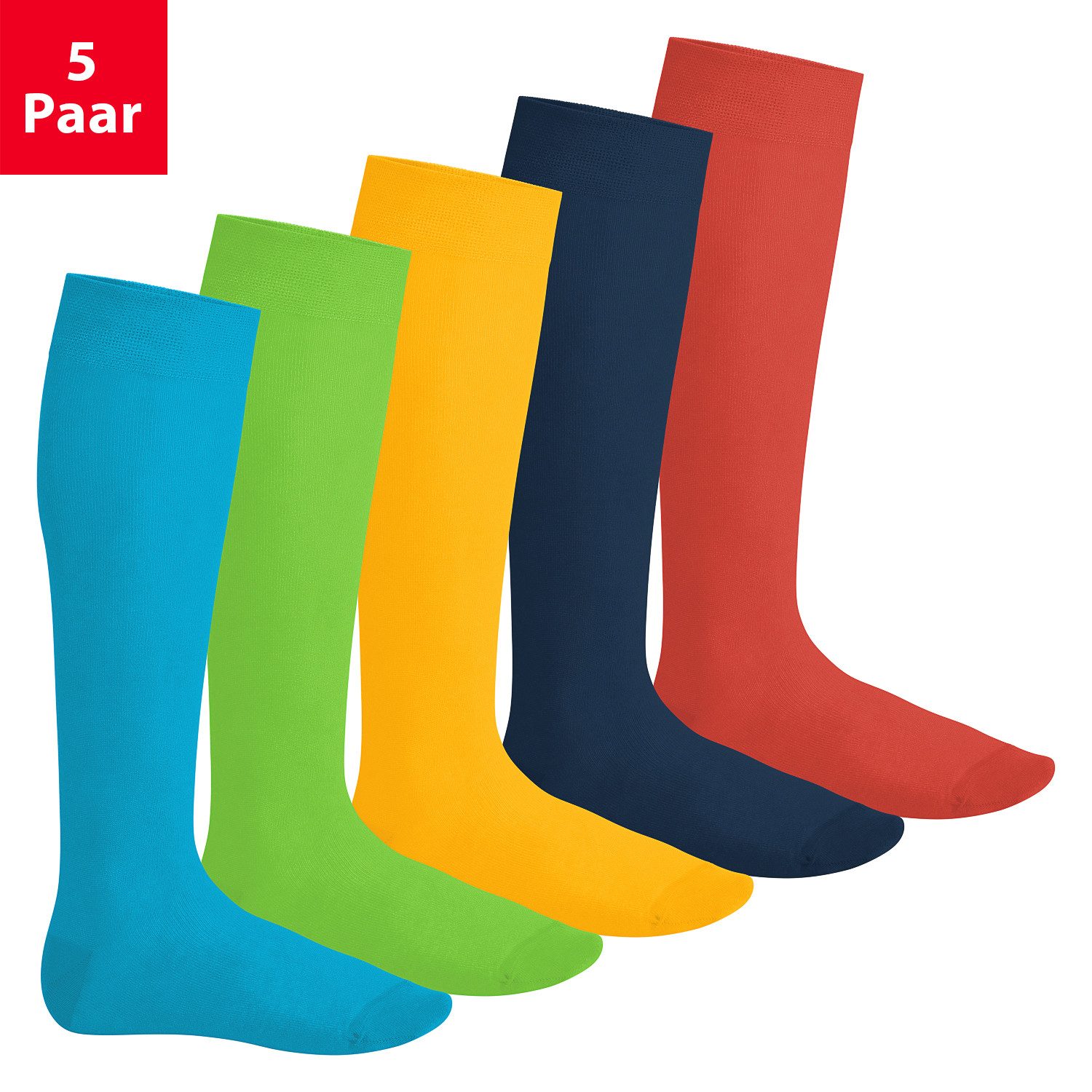 Footstar Langsocken EVERYDAY! 5 PAAR Damen & Herren Kniestrümpfe Lange Socken kniehoch