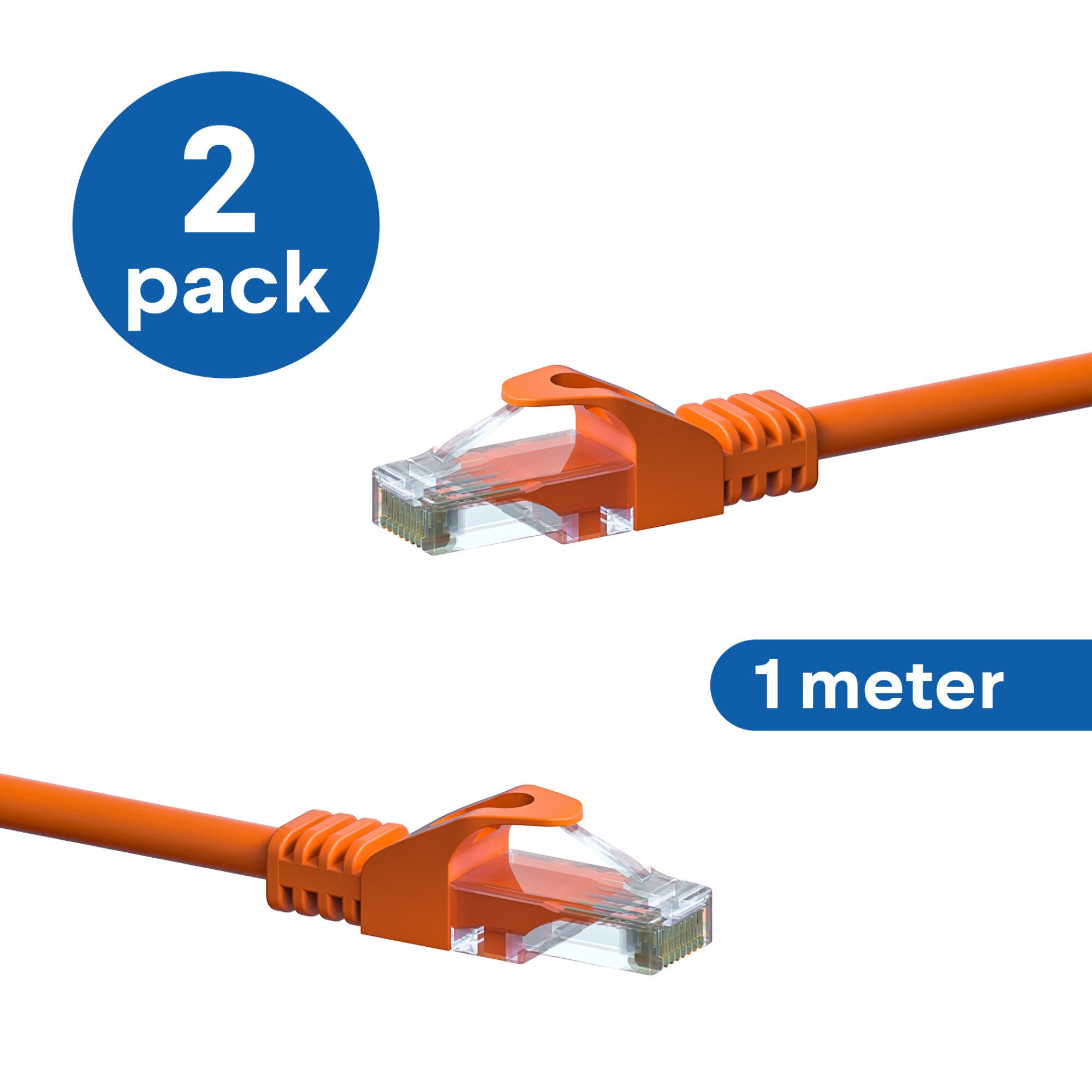 Danicom CAT 6 Netzwerkkabel U/UTP - 1 Meter - Orange - CCA - 2 Stück Netzwerkkabel, RJ45, RJ45 (100 cm), Cat6, CCA