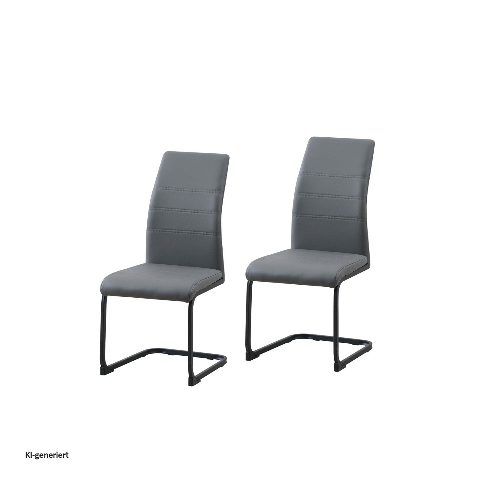 HTI-Line Freischwinger Schwingstuhl 2er Set PU grau SallyP (Set, 2 St), Freischwinger Esszimmerstuhl Kunstleder