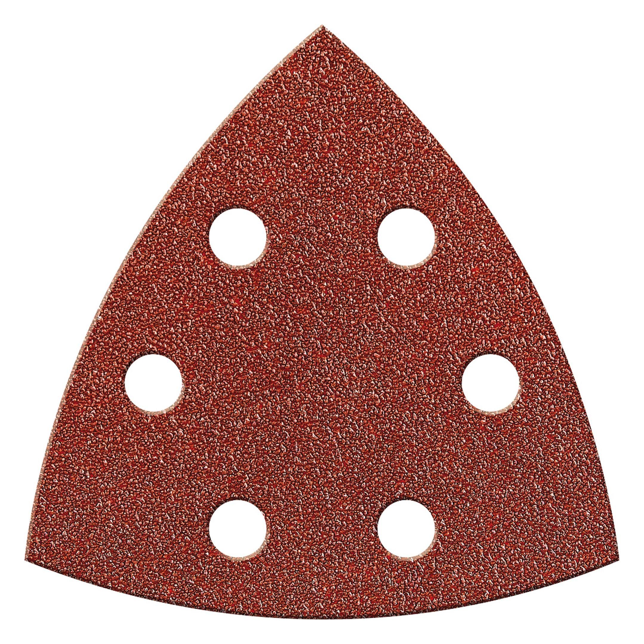 fortis Schleifpapier, (6 Stück), Klettschleifblatt Dreieck 94 mm K120 Korund 6-Loch