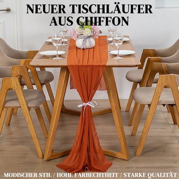 MAGICSHE Tischläufer Chiffon Tischläufer Hochzeit Musselin Dekostoff, 75x300cm