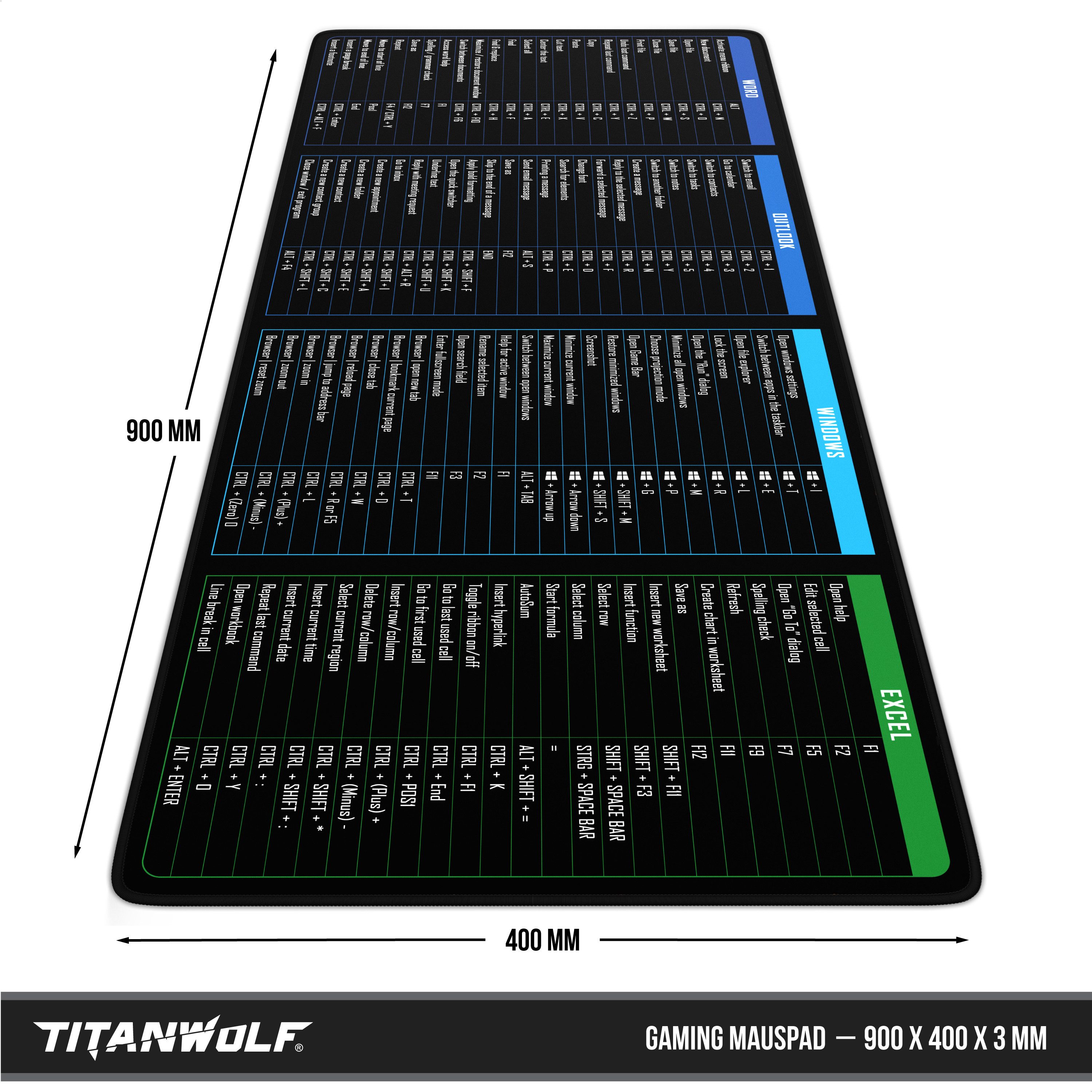 Titanwolf Gaming Mauspad XXL Speed Mousepad 900 x 400 x 3 mm, Schreibtischauflage, abwaschbar (1-St), rutschfeste Rückseite, Geschwindigkeit & Präzision, MS Fun – Bild 2 von 5