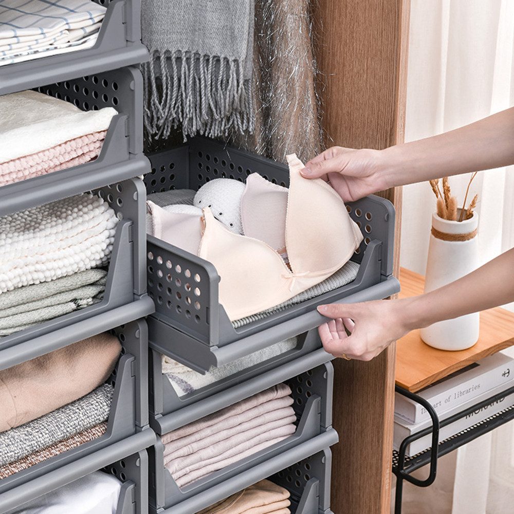 JEOBEST Schubladenbox Aufbewahrungsbox Schrank-Organizer Plastik Lagerkisten, (5 St) Klappbar und Stapelbar, für Zuhause Schlafzimmer Küche