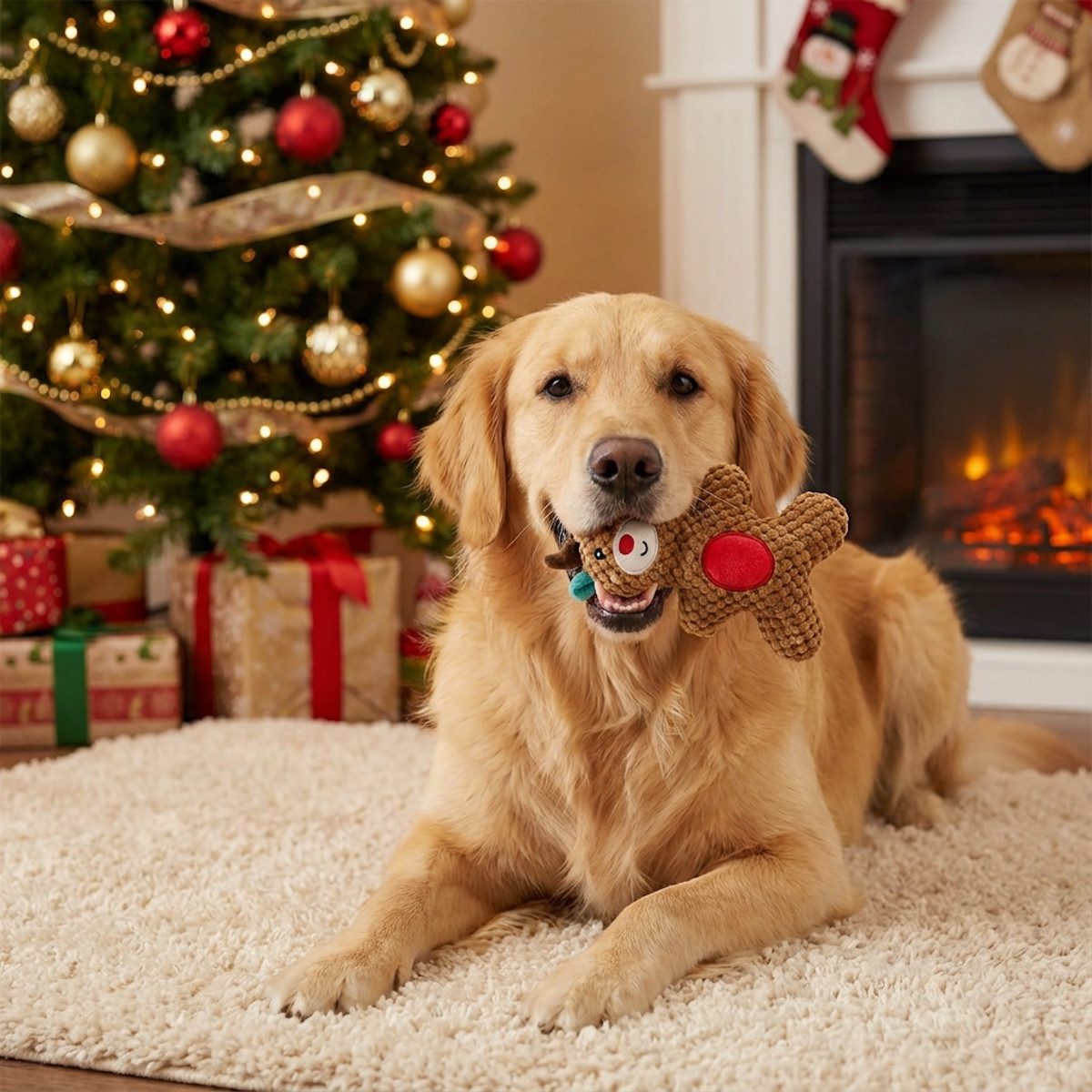 Pettimania Tierkuscheltier Hundespielzeug X-Mas Rentier aus Stoff