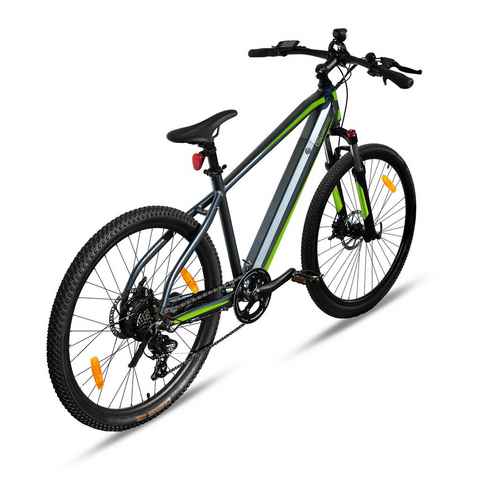 SachsenRAD E-Bike E-Racing Mountain Bike R8 Ranger grau 27,5 Zoll, 7 Gang Shimano 7SP TOURNEY TY300 Schaltwerk, Kettenschaltung, Heckmotor, Hybrid-Hydraulische Scheibenbremse