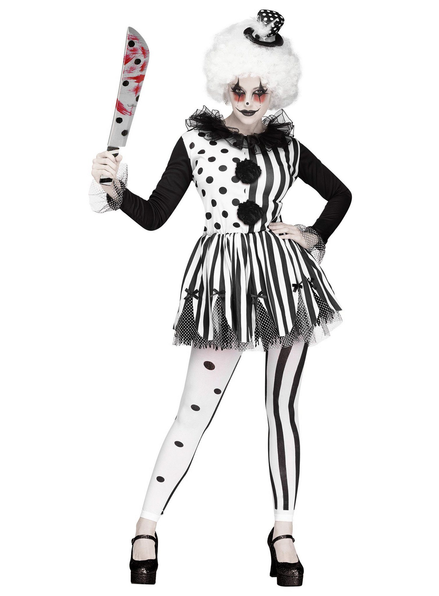 Fun World Clown-Kostüm Clown Pantomimin - Faschingskostüm Damen Karneval, Die bringt Dich schon nicht um, die tut nur so!