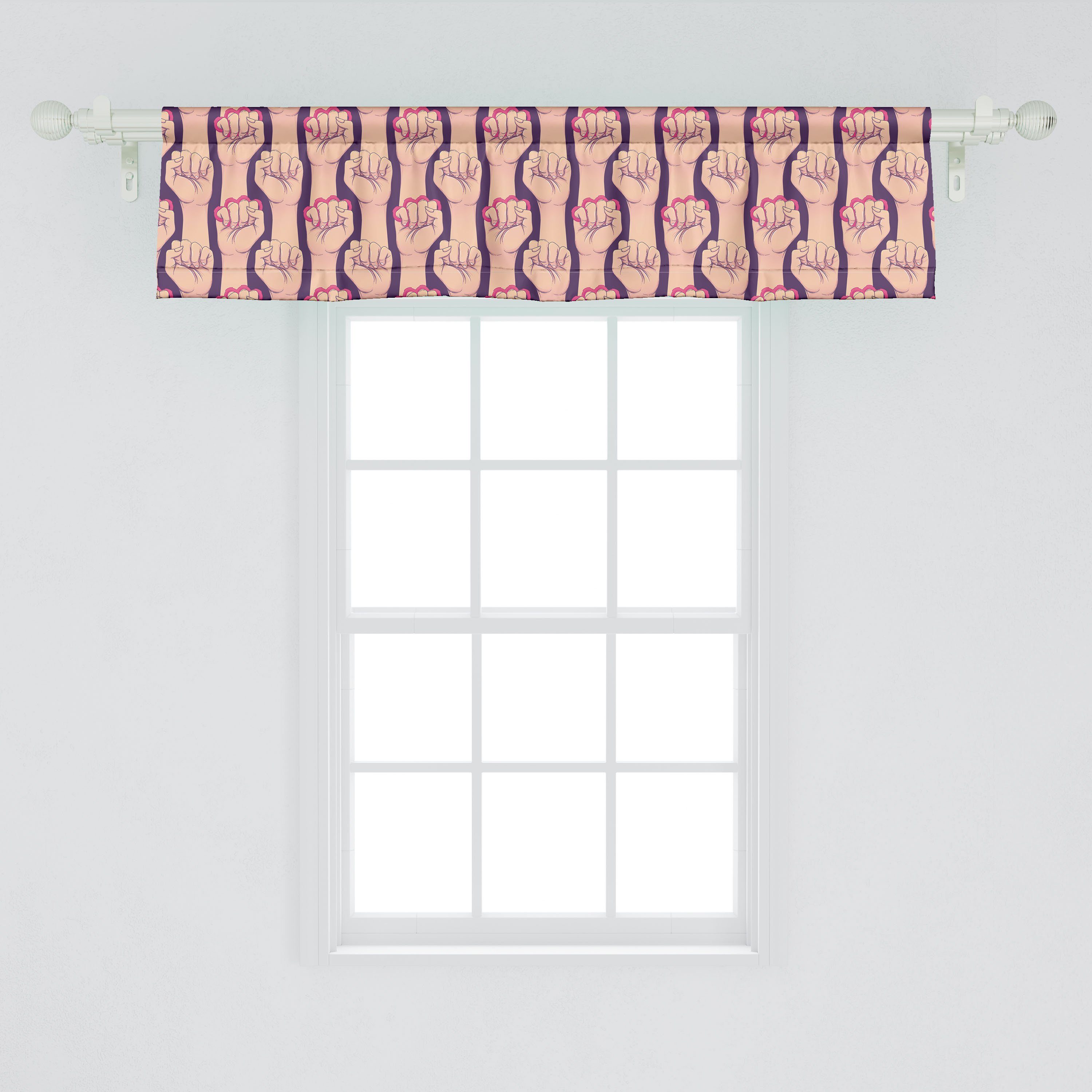 Scheibengardine Vorhang Volant für Küche Microfaser, mit mit Hand Abakuhaus, Brass Knuckles Dekor Schlafzimmer Stangentasche, Feminist