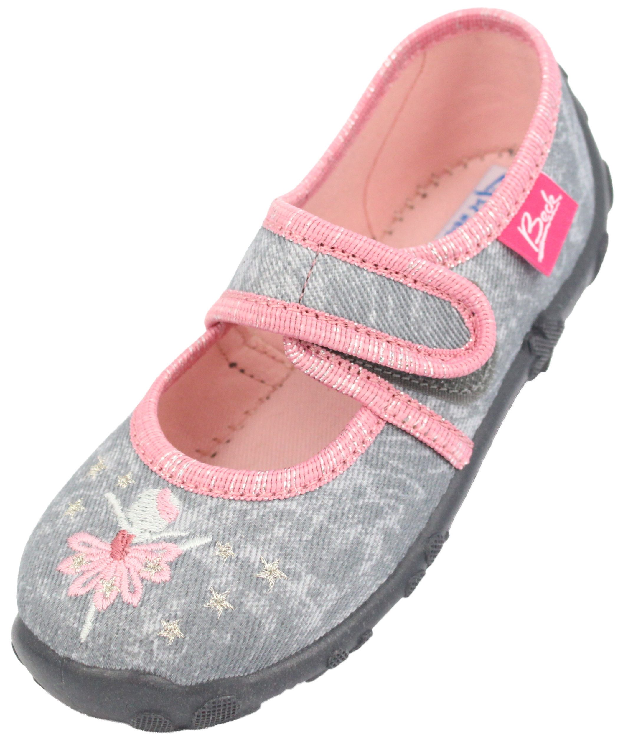 Beck Hausschuh Tänzerin Hausschuh (tolle Ballerinas, mit hochwertiger Stickerei) mittlere Weite