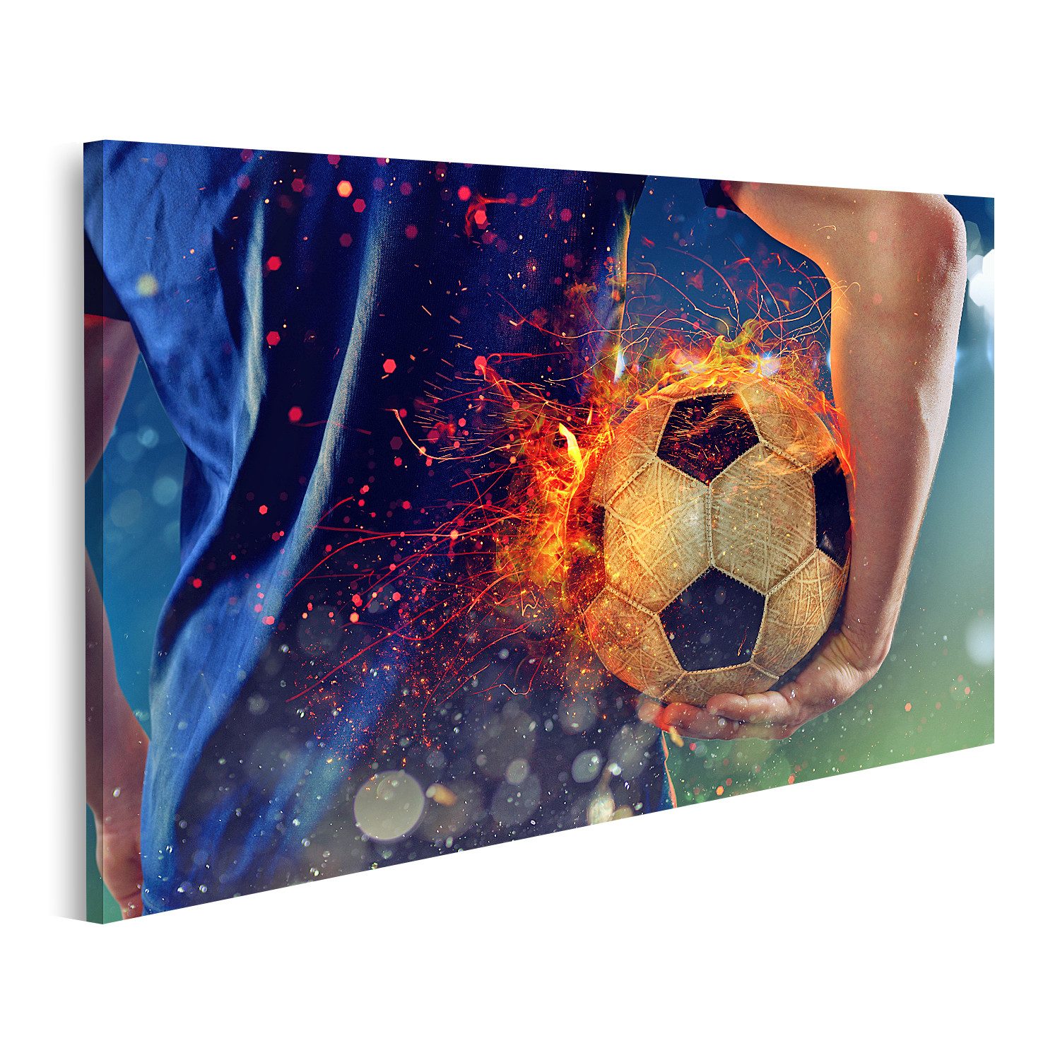 islandburner Leinwandbild Fußballspieler Für Kinderzimmer Sport Jugendzimmer Brennende Bilder