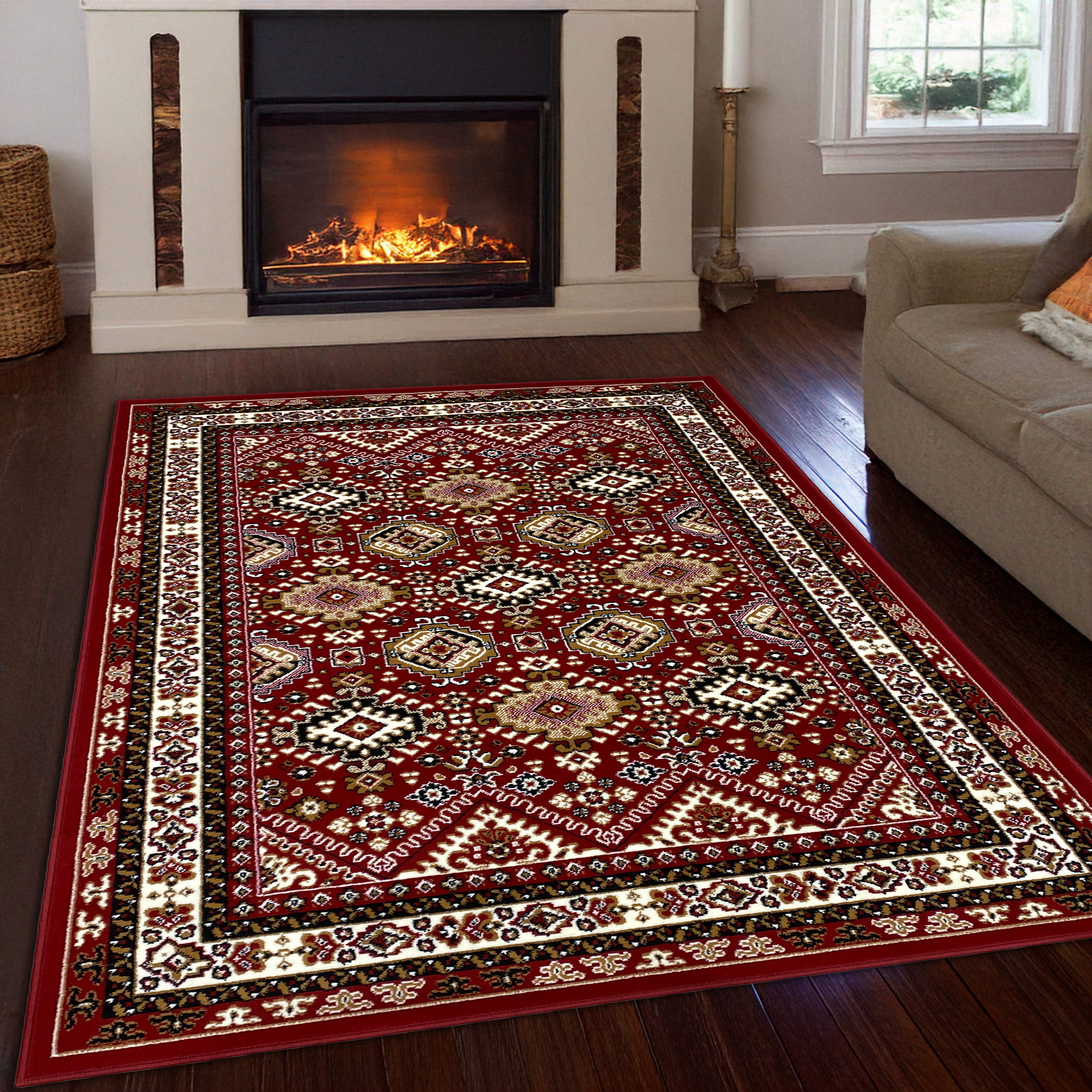 OTTO home Teppich Diantha, rechteckig, Höhe: 7 mm, Orient-Optik, mit Bordüre, Kurzflor, pflegeleicht, elegant, weich