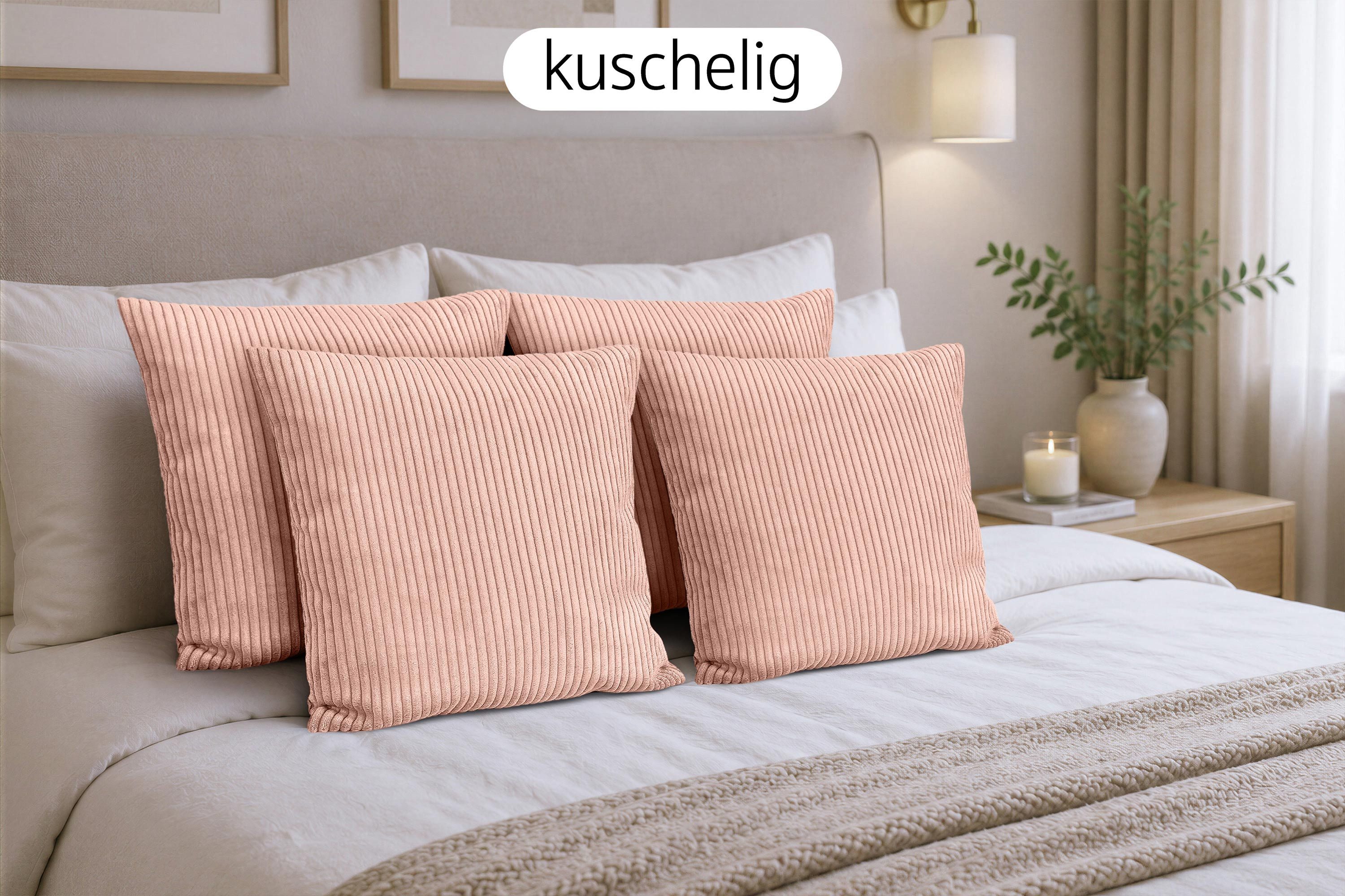 Amilian Dekokissen Sofakissen Zierkissen 4er-Set - angenehm weich, mit Füllung, formstabile Füllung weich und gemütlich
