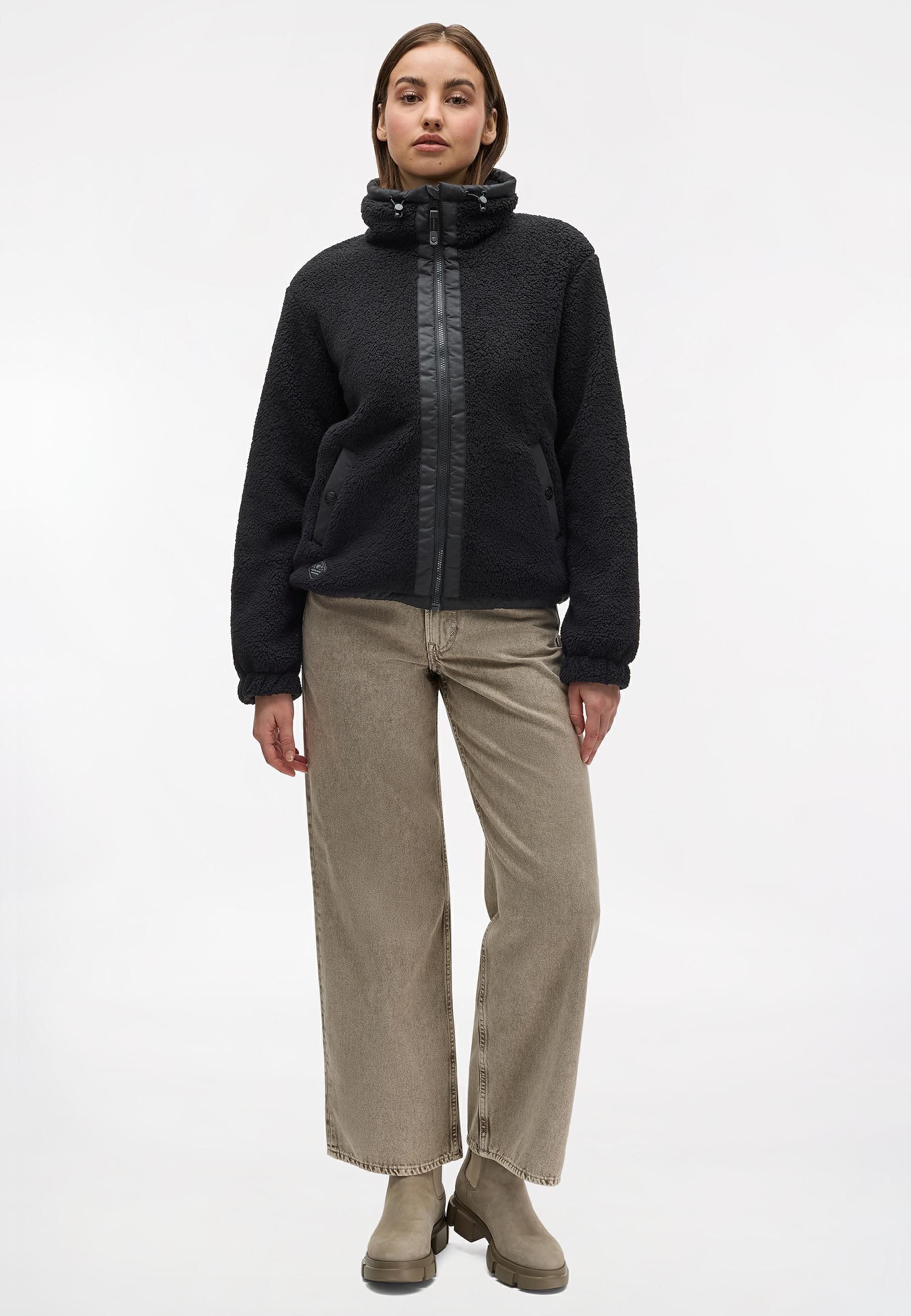 Ragwear Sweatjacke Nordicka Sportliche Kapuzenjacke mit Kunstleder-Elementen