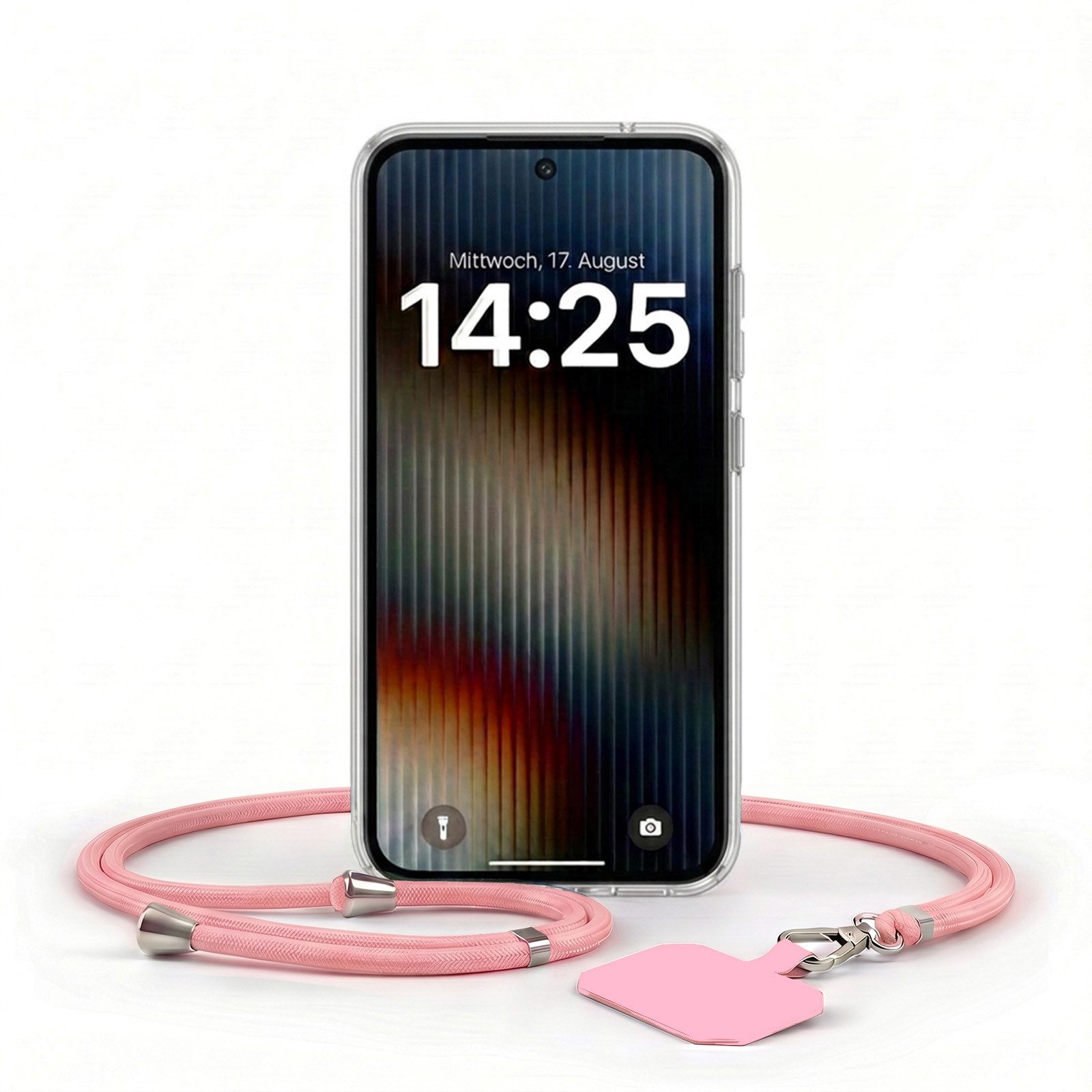 Tec-Expert Handyhülle Handy Hülle Cover mit Trageband für Xiaomi Redmi 13 6.63 Zoll, 6.63, Slim Case in Transparent mit Handykette Handyband Umhängeband Lanyard
