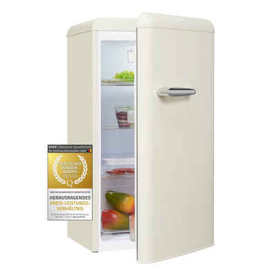 exquisit Vollraumkühlschrank RKS100-V-H-160F, 90.5 cm hoch, 48 cm breit, stylischer Retro-Kühlschrank mit 94 Liter Kühlfachvolumen