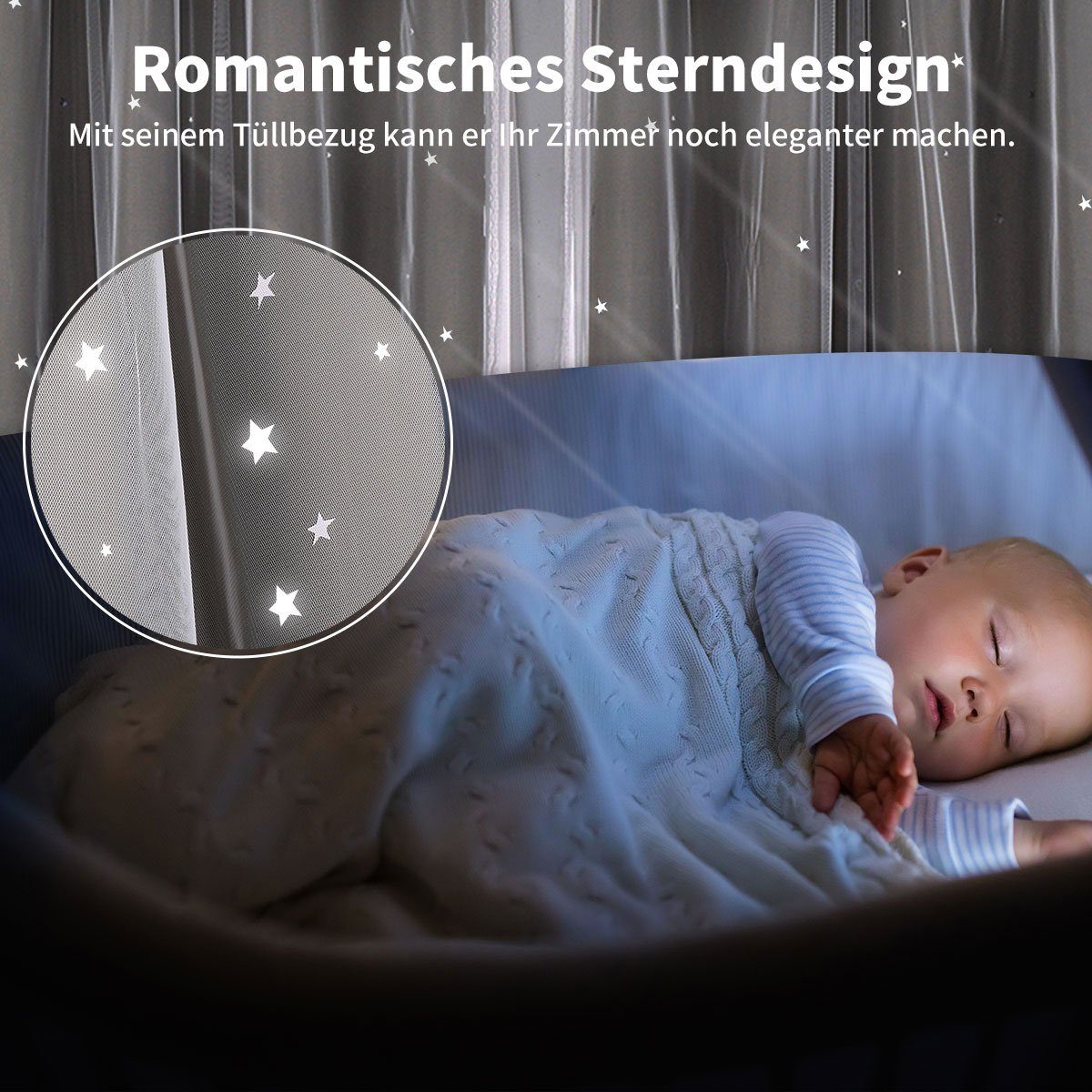 Ösenvorhang Polyester, (2 2er Set blickdicht, Gardinen Vorhänge Regenbogen/Grau Voile, Sterne Ösen St), Verdunklungsvorhänge Vorhang mit Kinderzimmer, Greensky, für