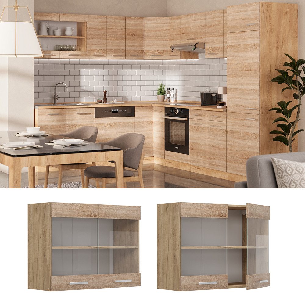 Vicco Glashängeschrank R-Line, Sonoma/Goldkraft Eiche, 80 günstig online kaufen