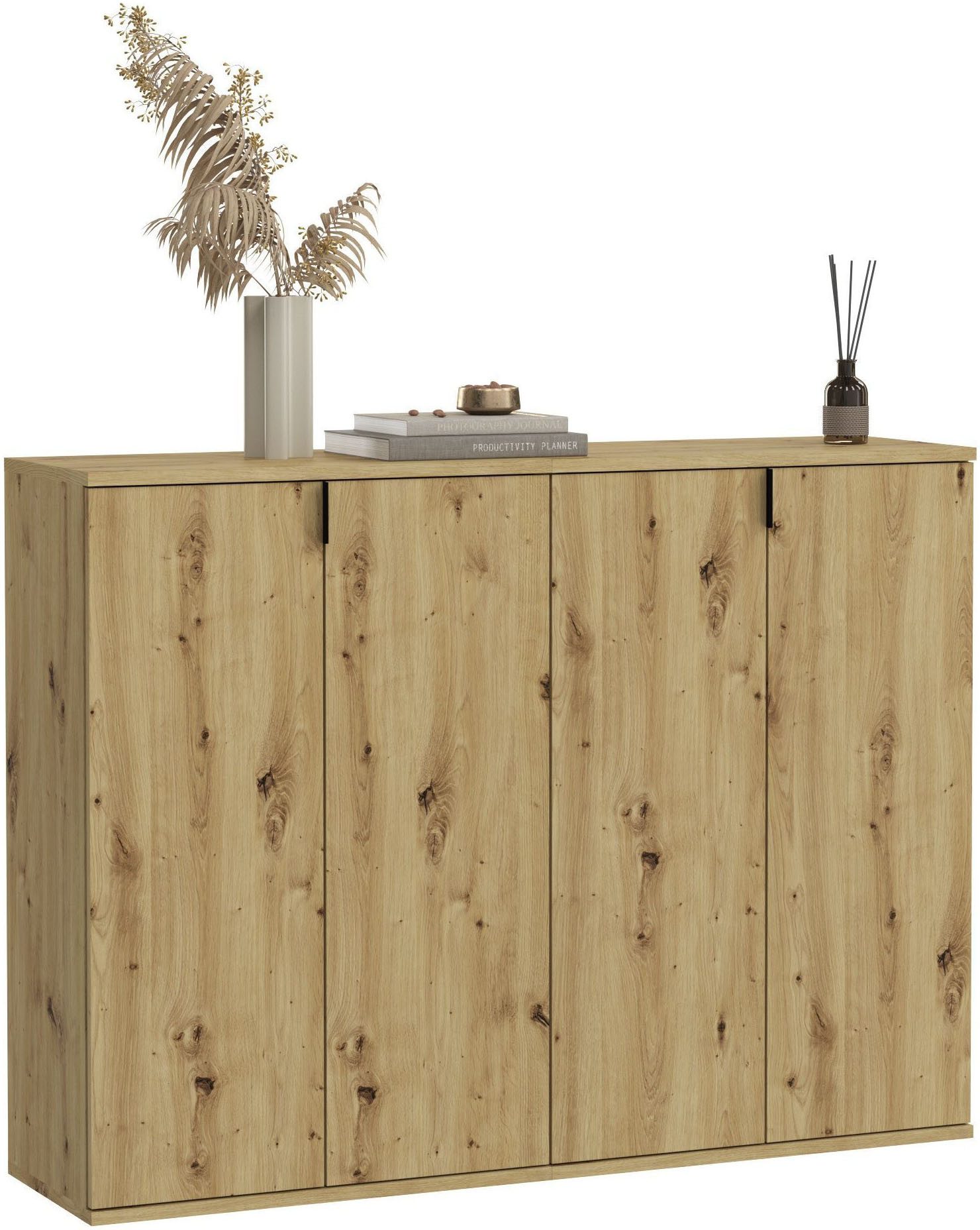 Home affaire Garderoben-Set Trondheim, Breite 122 cm, best. aus 2 Kommoden, 4 Türen, 12 Fächer, (Set, 2-St), Kommode, Sideboard, Kommodenkombination, Kommoden Set