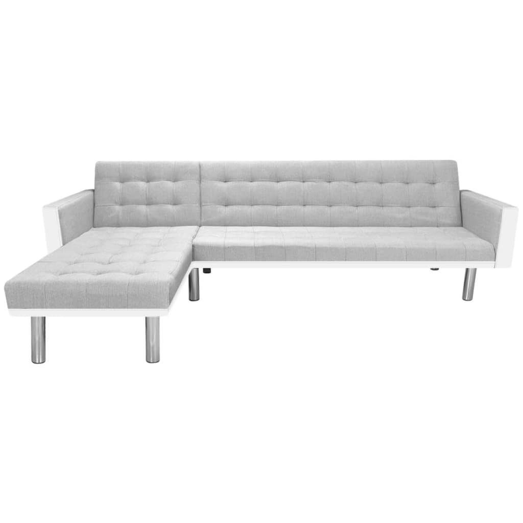 Sofa 155 x vidaXL 218 und 69 x cm Grau Weiß Stoff Ecksofabett