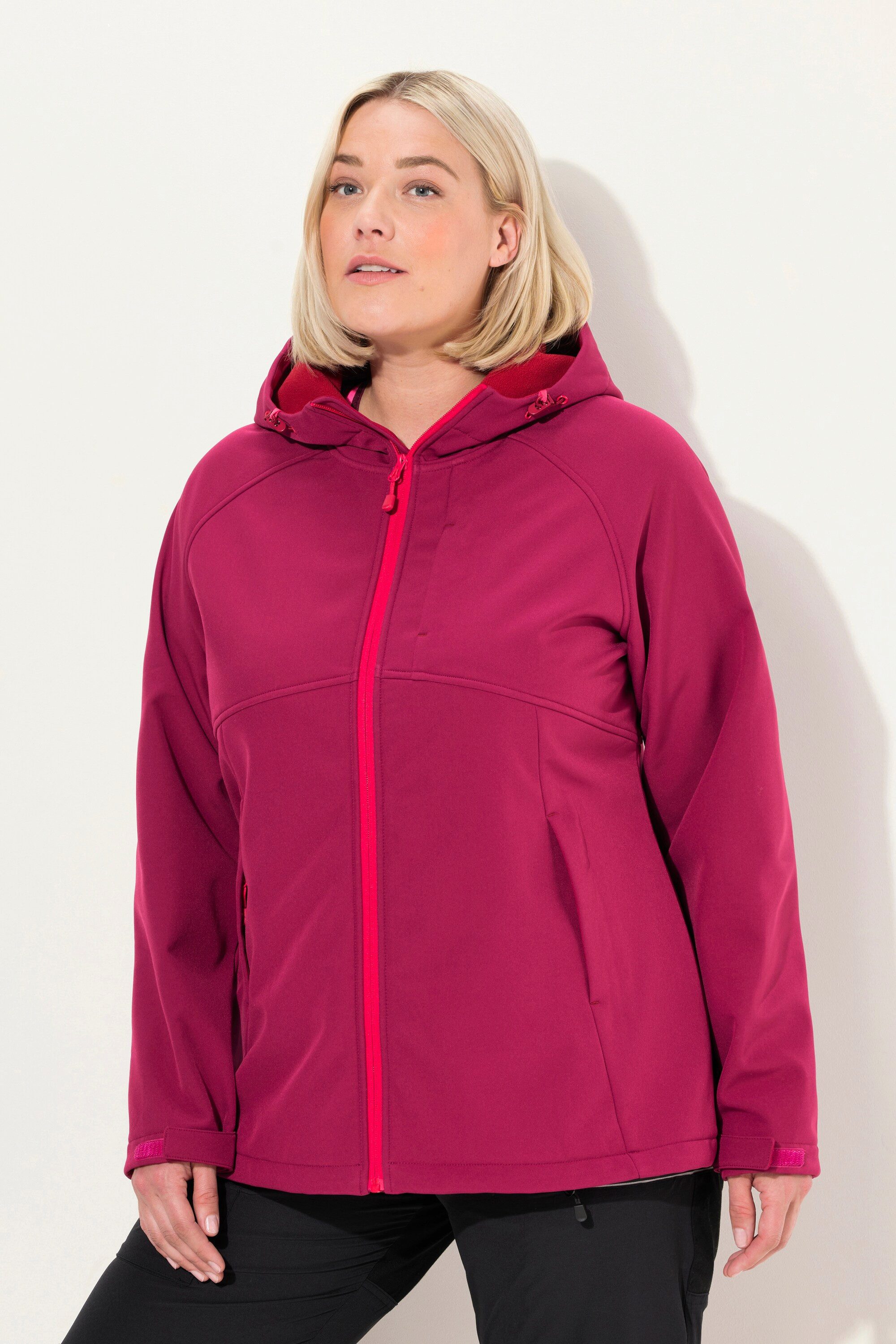 Ulla Popken Softshelljacke Softshelljacke Kapuze Zipptaschen Klettriegel günstig online kaufen