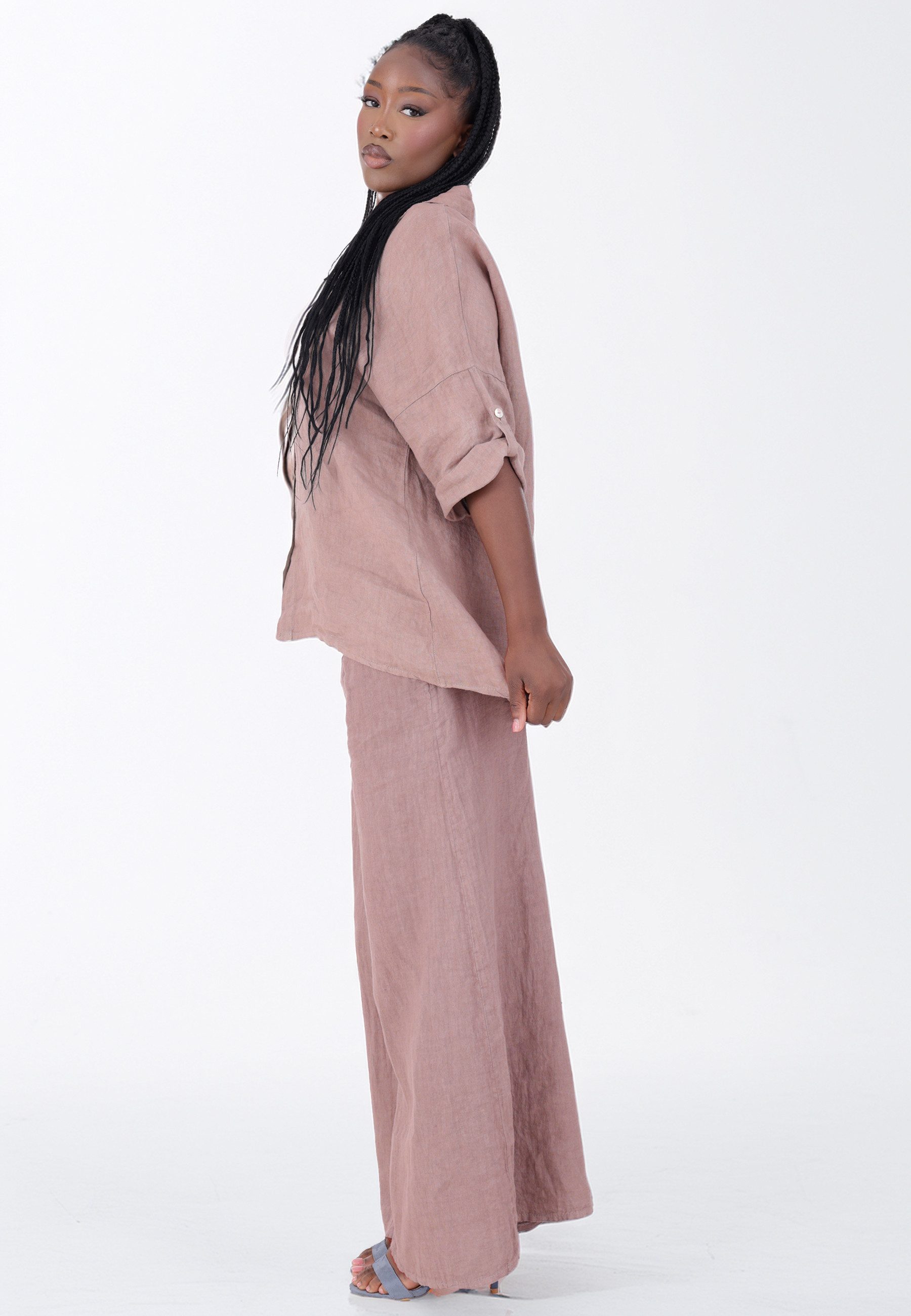 YC Fashion & Style Leinenhose mit hohem Smokbund – bequem & stylisch aus Leinen Basic